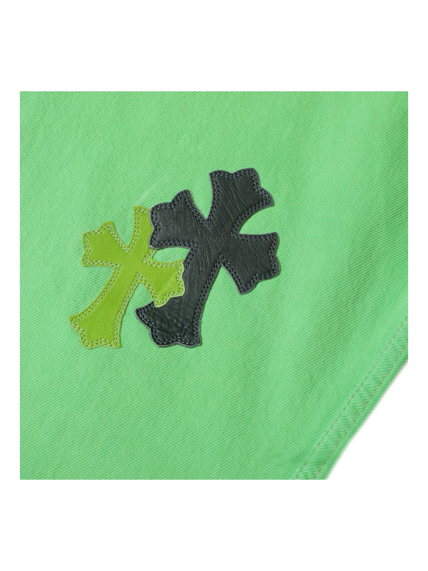 Chrome Hearts x Levi’s 501 SEX Records Exclusive Neon Green Cross Patch Jeans – Rare Exhibition Limited Piece