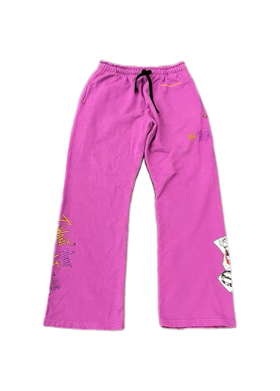 Chrome Hearts x Matty Boy Purple Sweatpants Graphic Print Rare Collaboration Cotton Track Pants