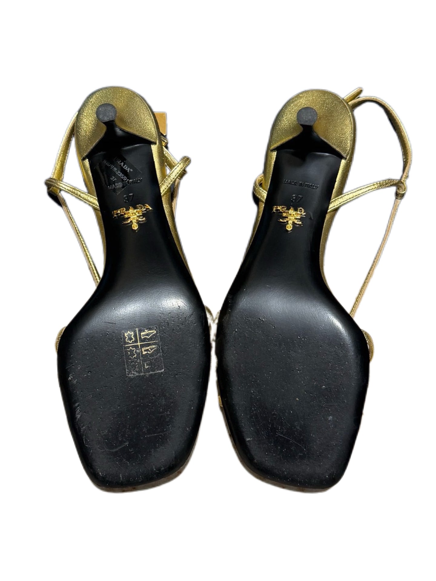 PRADA Gold Metallic Bow Strap Heels Vintage Inspired Sandals Rare Minimalist Evening Shoes