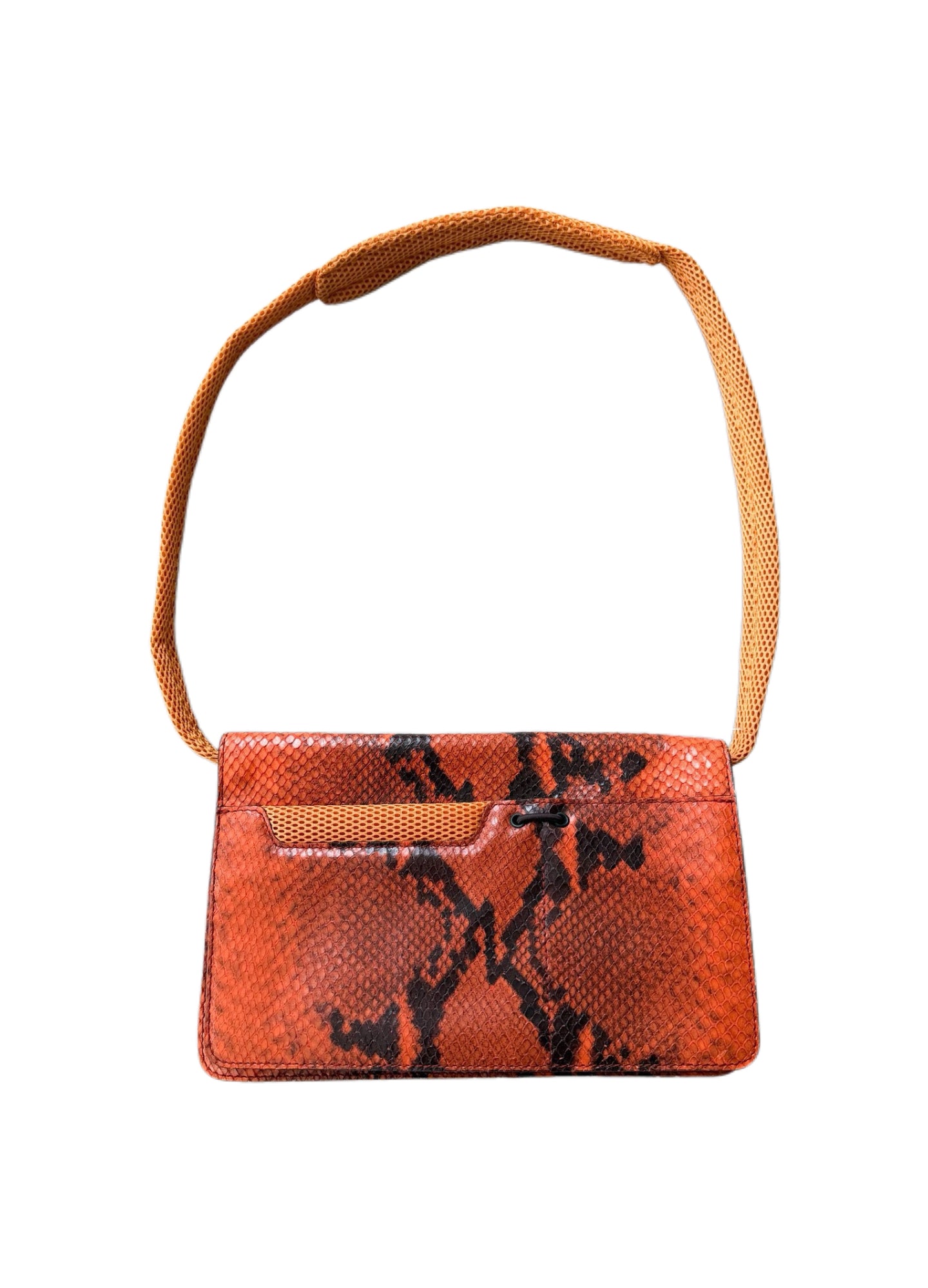 Miu Miu F/W 1999 Runway Orange Python Print Mesh Shoulder Bag – Vintage Sport Glam Archive Piece