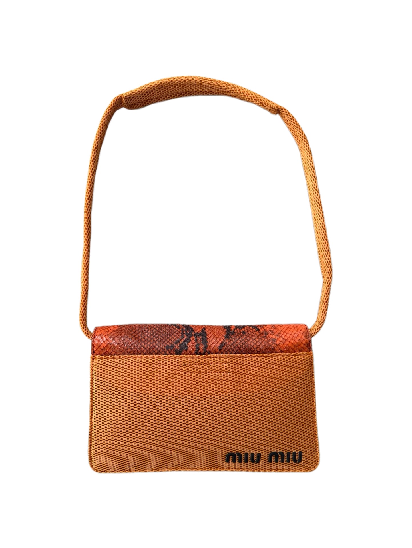 Miu Miu F/W 1999 Runway Orange Python Print Mesh Shoulder Bag