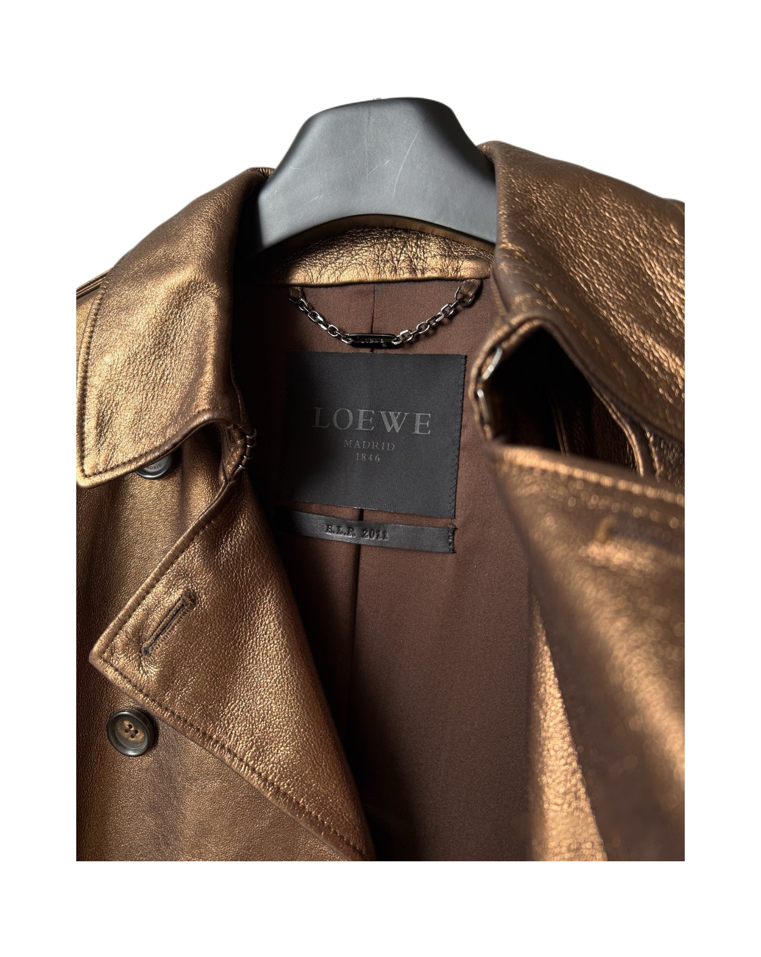 Loewe F/W 2011 Metallic Bronze Nappa Lamb Leather Trench Coat – Stuart Vevers Runway Archive Piece