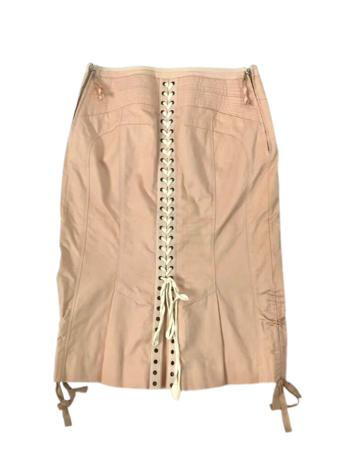 Louis Vuitton Spring/Summer 2007 Runway Lace-Up Pencil Skirt – Rare Blush Pink Corset Archive Piece