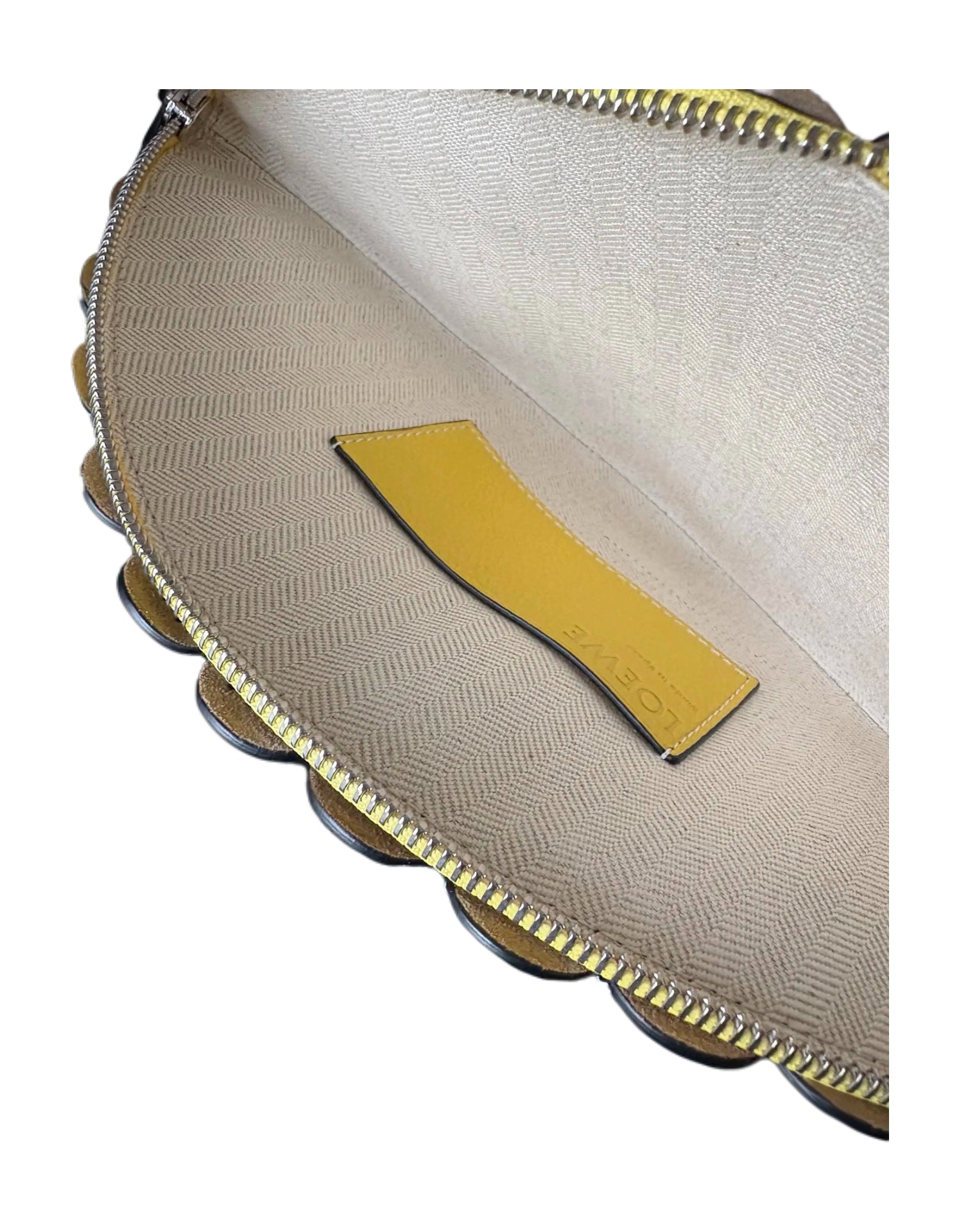 Loewe Floral Fan Leather Clutch Bag – Rare Sky Blue & Pastel Yellow Sculptural Archive Piece