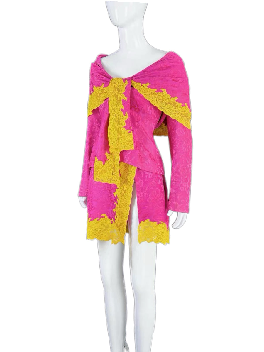 Christian Dior by John Galliano S/S 1998 Runway Pink & Yellow Lace Suit Set – Museum Archive Piece