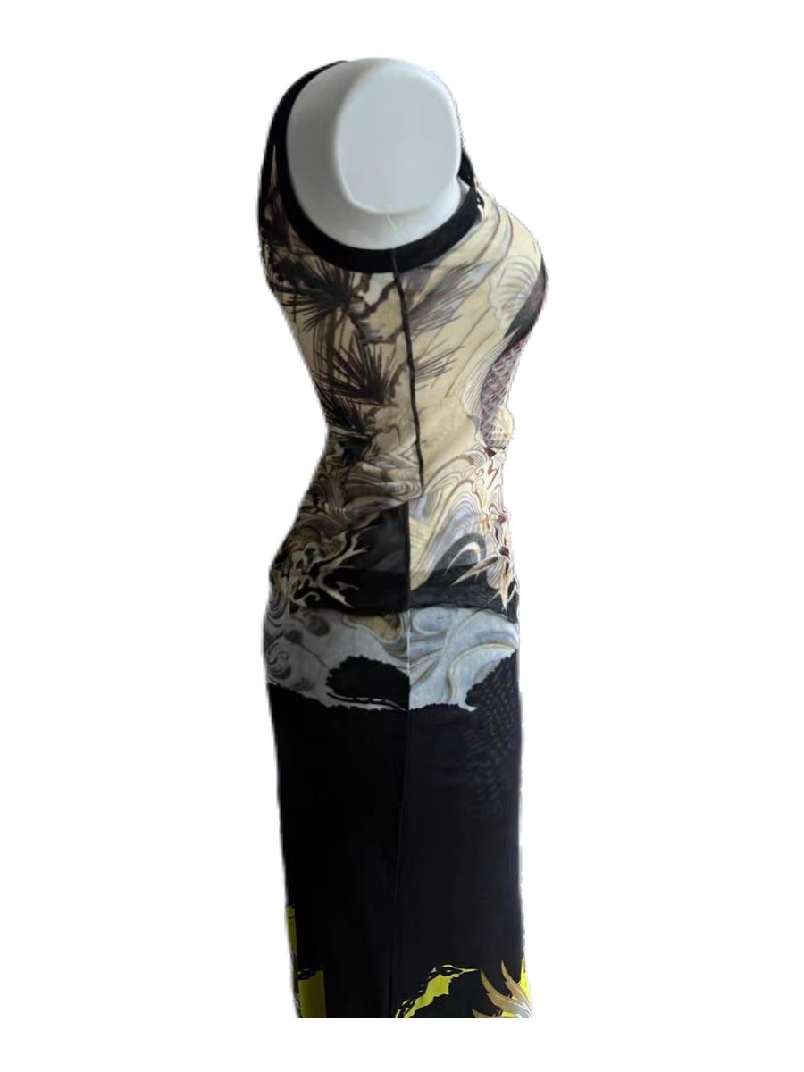 Jean Paul Gaultier S/S 2000 Fish & Bird Print Mesh Set – Runway Archive Top & Skirt