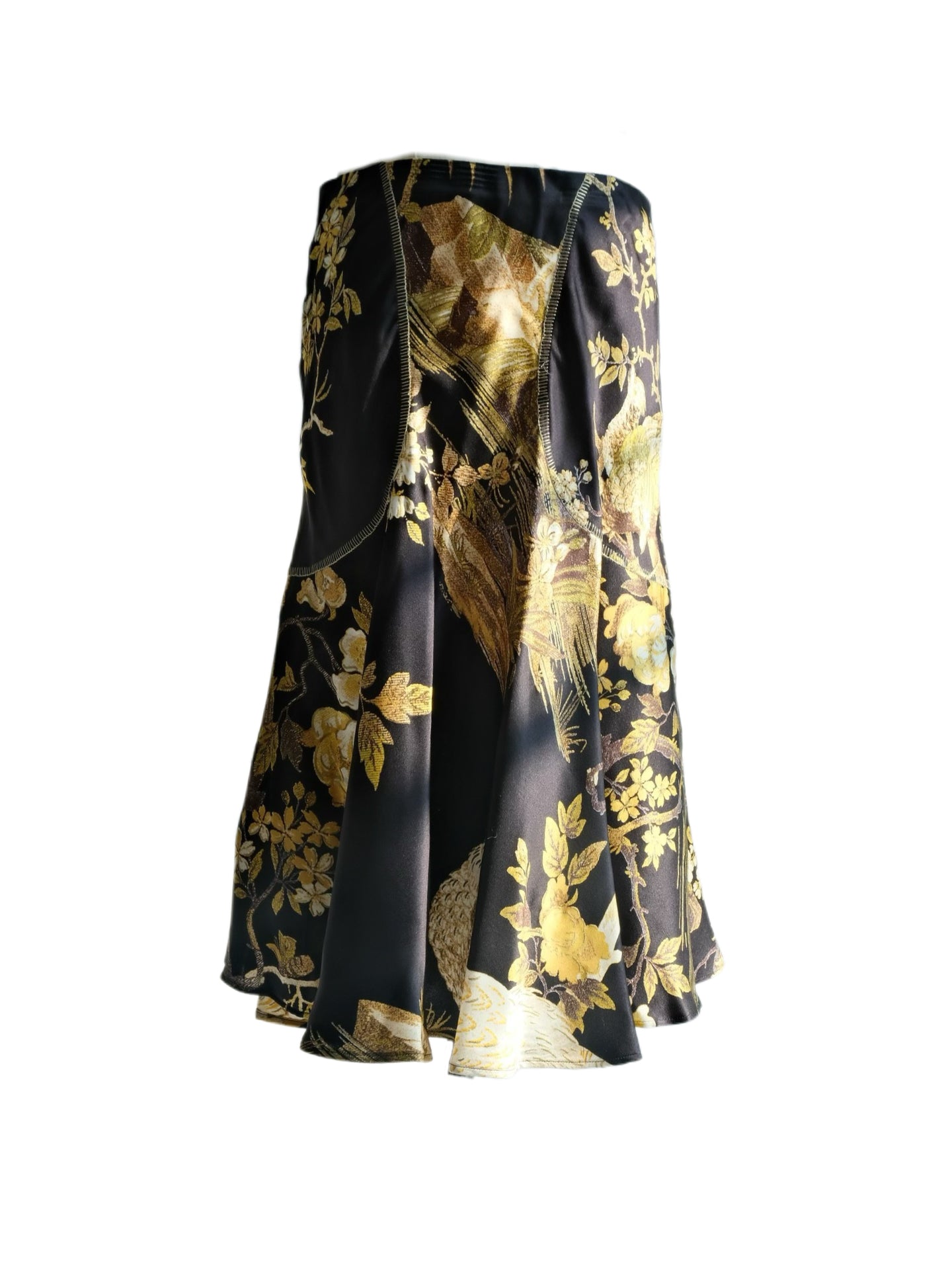 Roberto Cavalli Silk Bird & Floral Print Mermaid Skirt – Vintage Archive 100% Silk