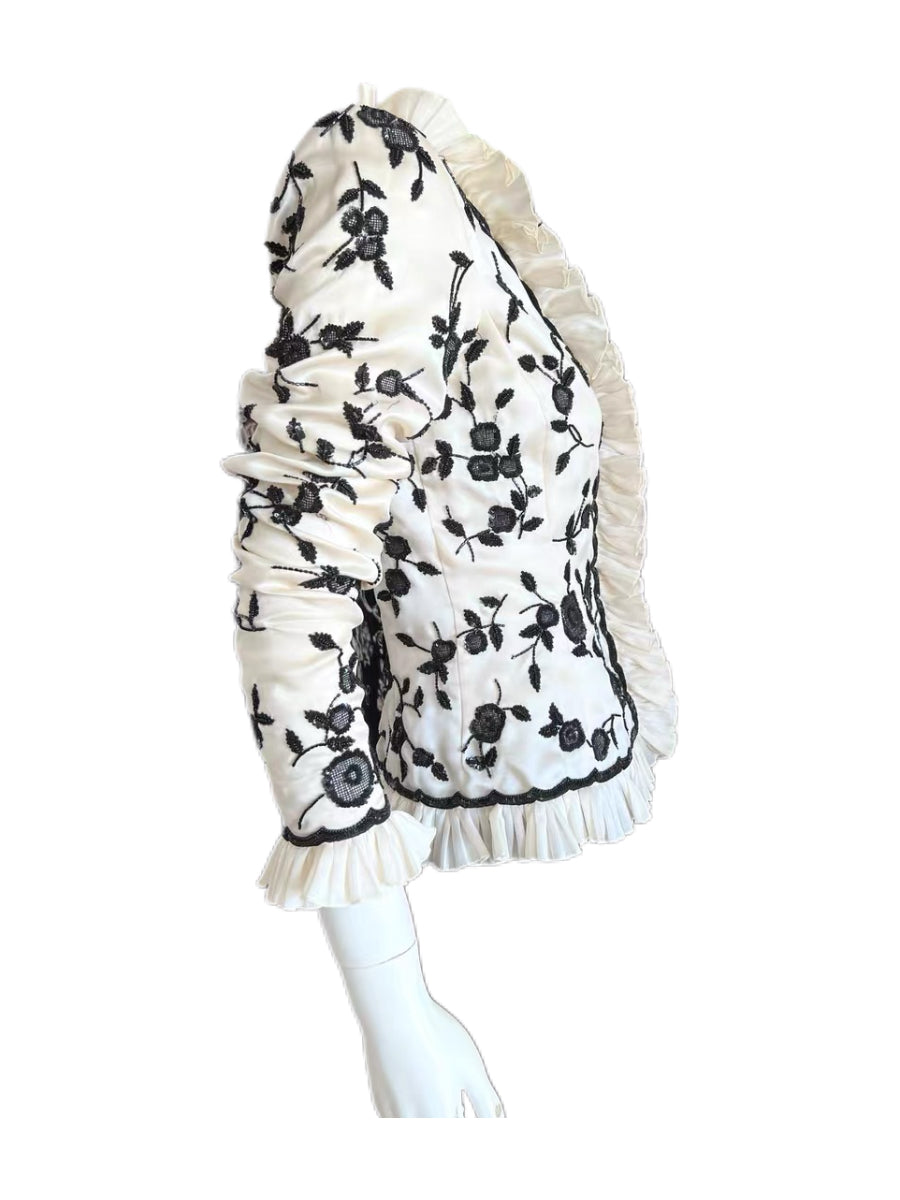 Oscar de la Renta 1990s Silk Beaded Embroidered Jacket – Museum Archive Piece