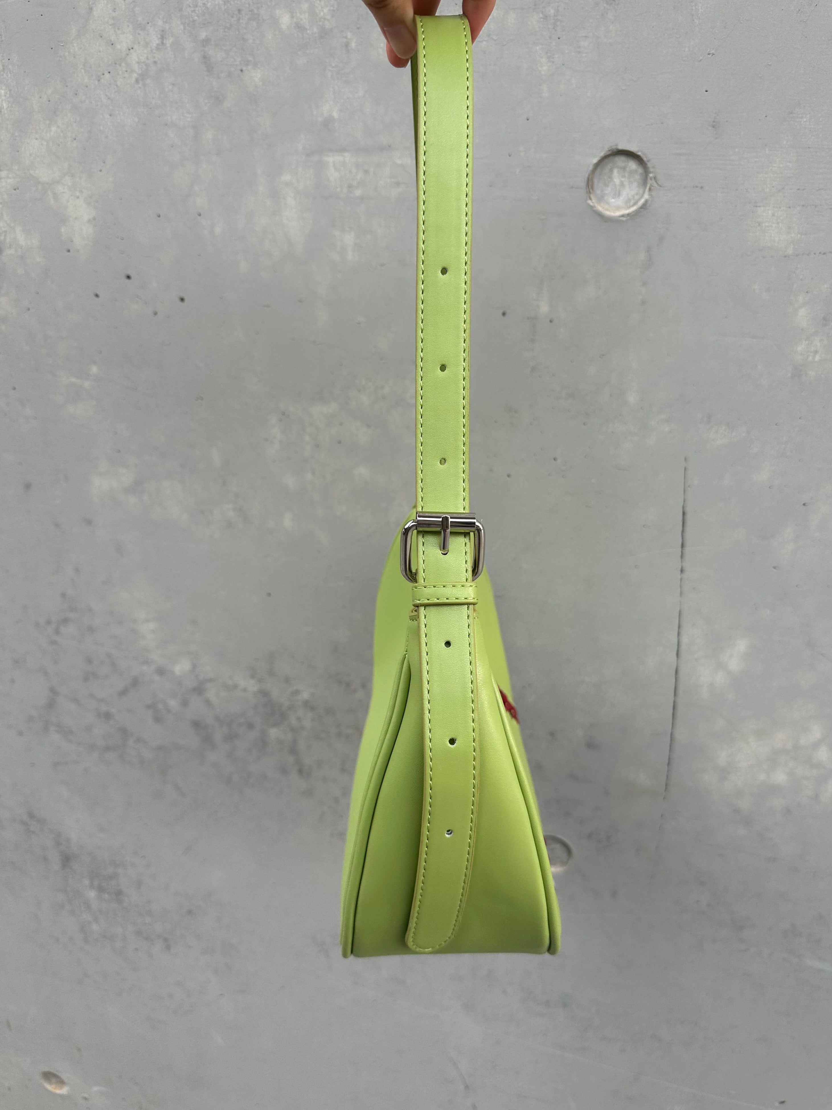 Baseball Stitch Lime Green Shoulder Bag