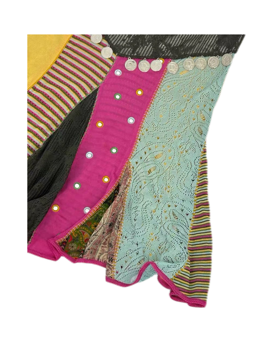 Christian Dior by John Galliano Patchwork Knit Floral Set – Rare Archive Cardigan & Asymmetric Skirt Ensemble