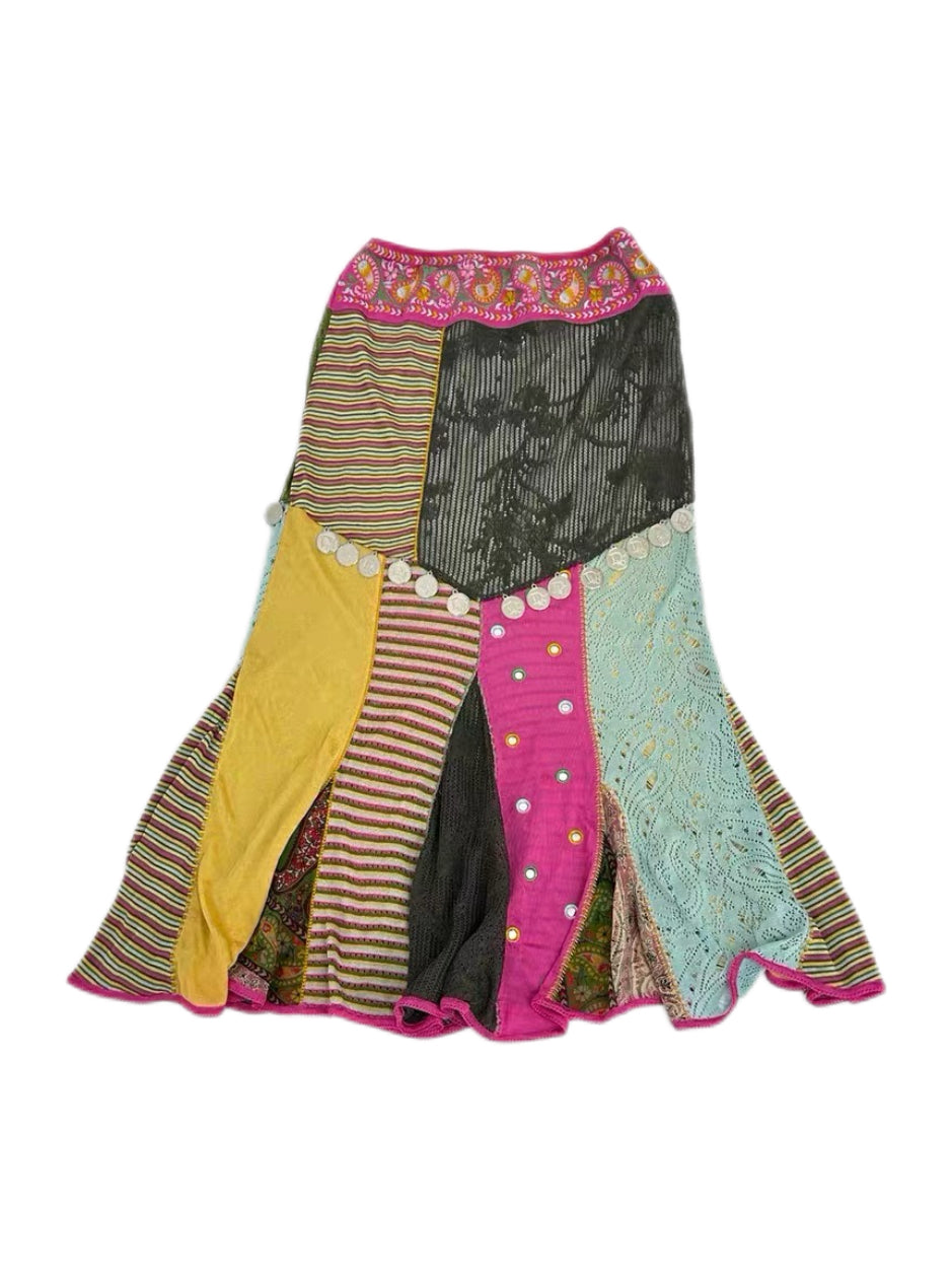 Christian Dior by John Galliano Patchwork Knit Floral Set – Rare Archive Cardigan & Asymmetric Skirt Ensemble