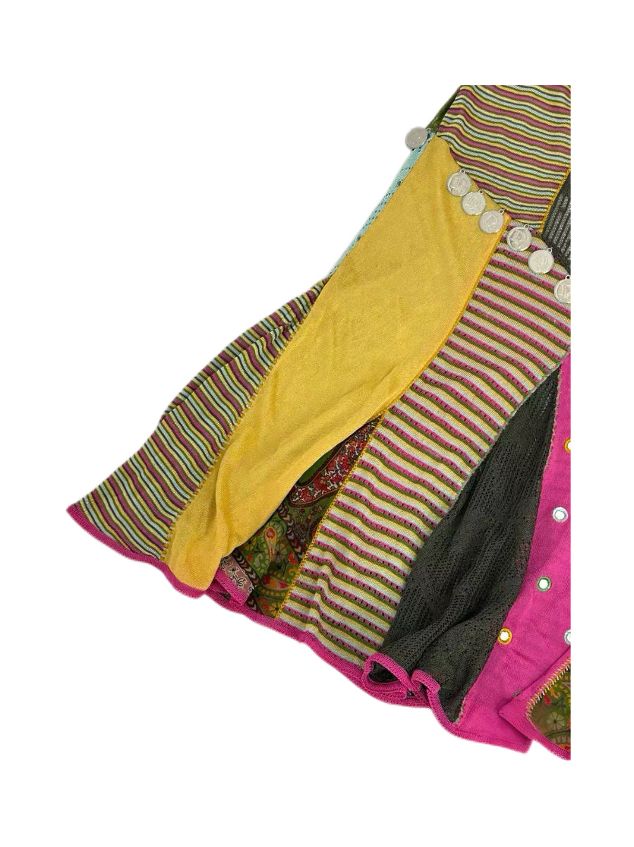 Christian Dior by John Galliano Patchwork Knit Floral Set – Rare Archive Cardigan & Asymmetric Skirt Ensemble