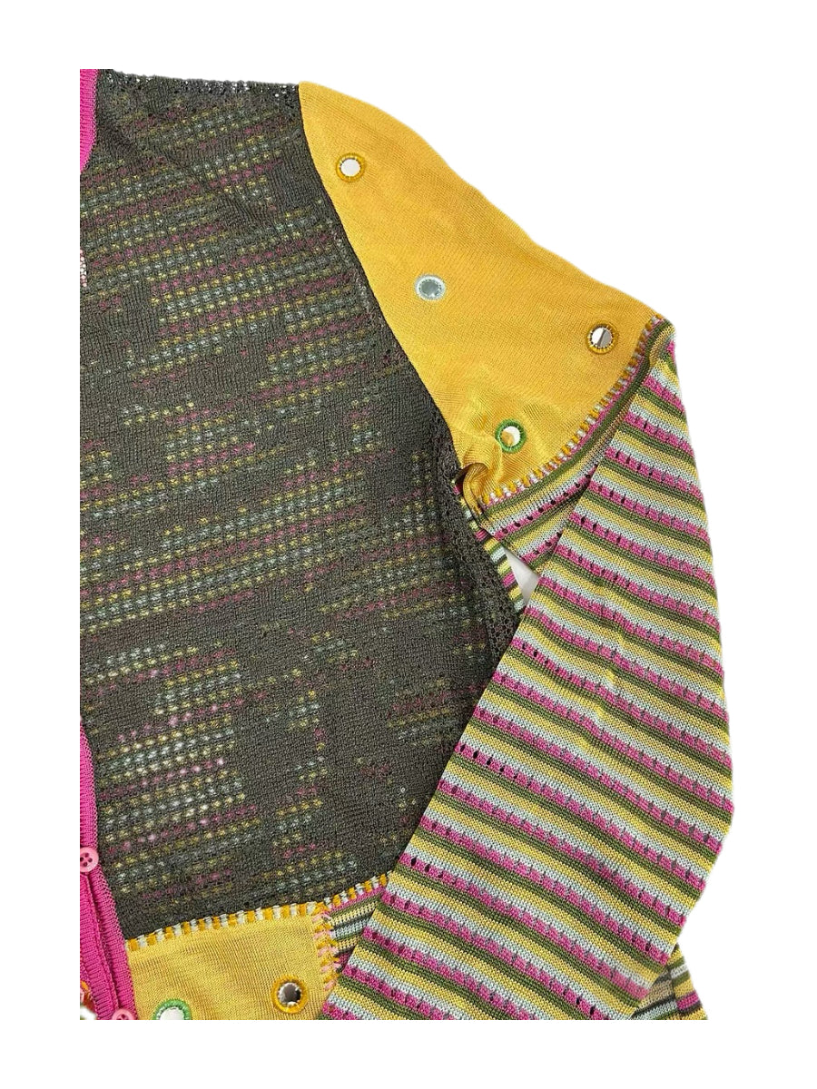 Christian Dior by John Galliano Patchwork Knit Floral Set – Rare Archive Cardigan & Asymmetric Skirt Ensemble