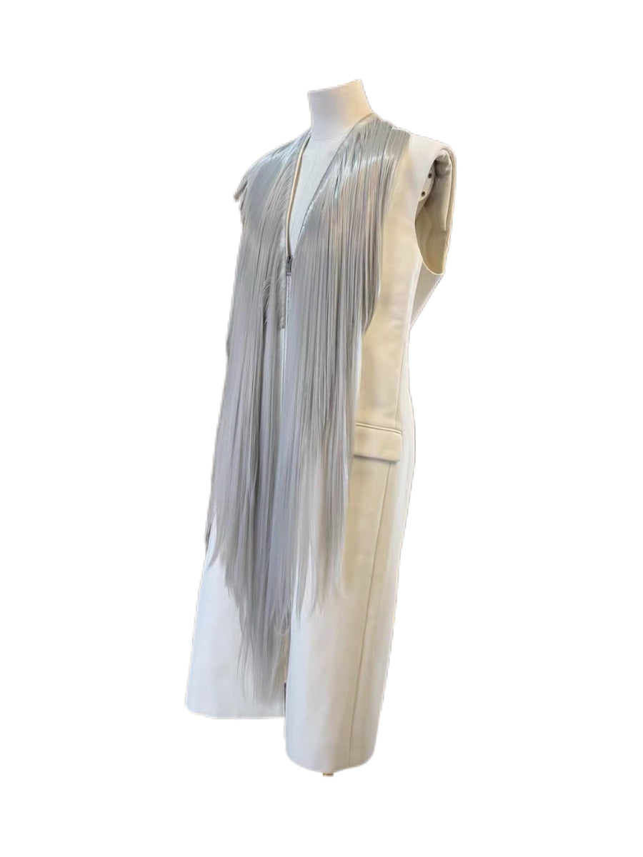 Givenchy Runway White Hair Panel Sleeveless Vest Dress – Sculptural Futuristic Archive Piece
