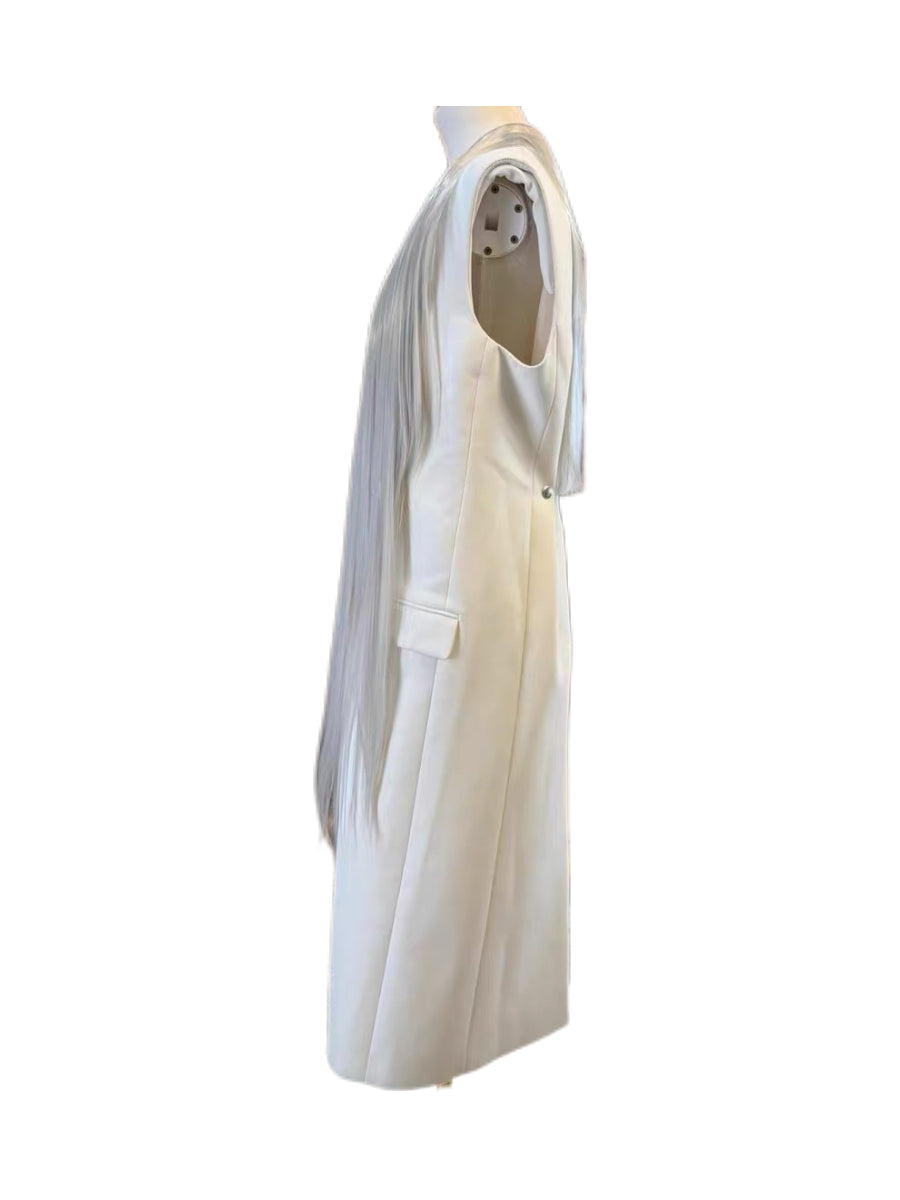 Givenchy Runway White Hair Panel Sleeveless Vest Dress – Sculptural Futuristic Archive Piece