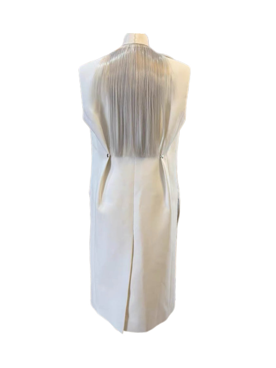 Givenchy Runway White Hair Panel Sleeveless Vest Dress – Sculptural Futuristic Archive Piece