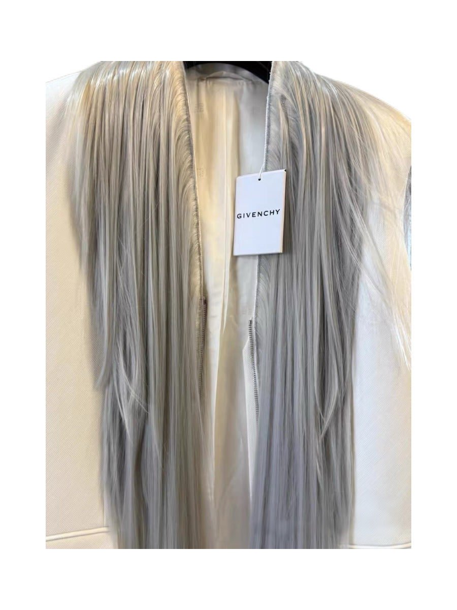 Givenchy Runway White Hair Panel Sleeveless Vest Dress – Sculptural Futuristic Archive Piece
