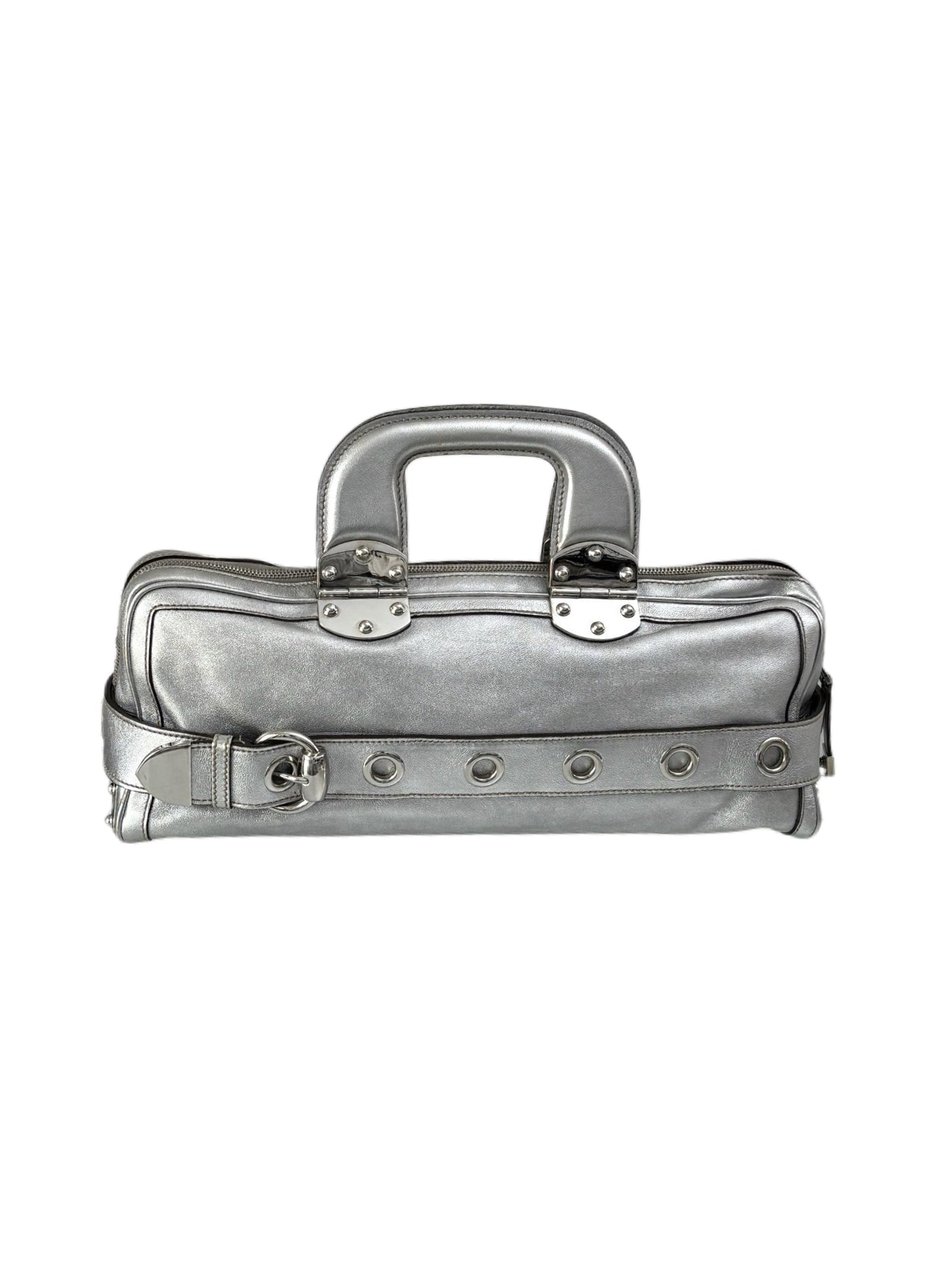 Gucci “Romy” Metallic Silver Leather Top Handle Bag – Futuristic Archive Collector Piece