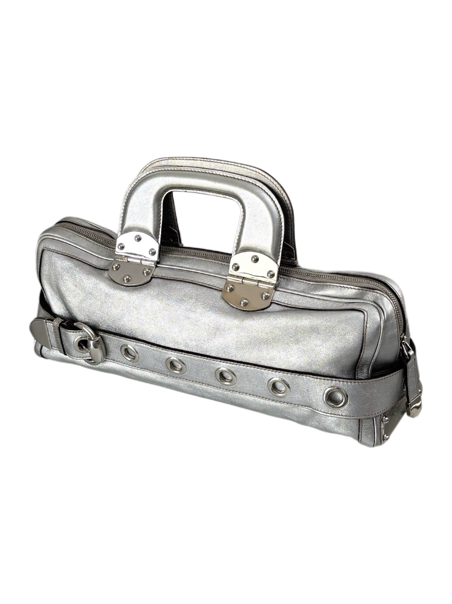 Gucci “Romy” Metallic Silver Leather Top Handle Bag – Futuristic Archive Collector Piece