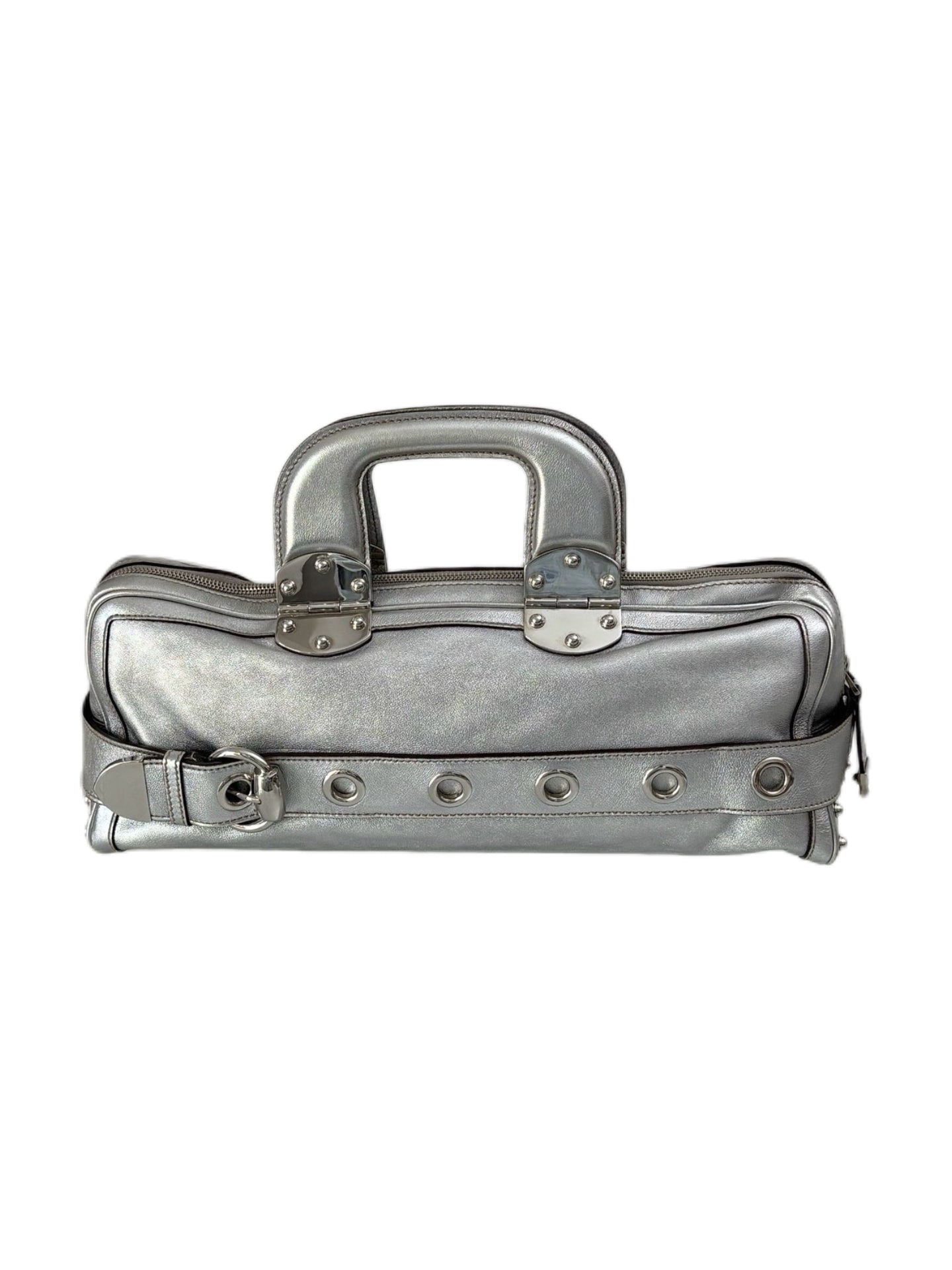 Gucci “Romy” Metallic Silver Leather Top Handle Bag – Futuristic Archive Collector Piece