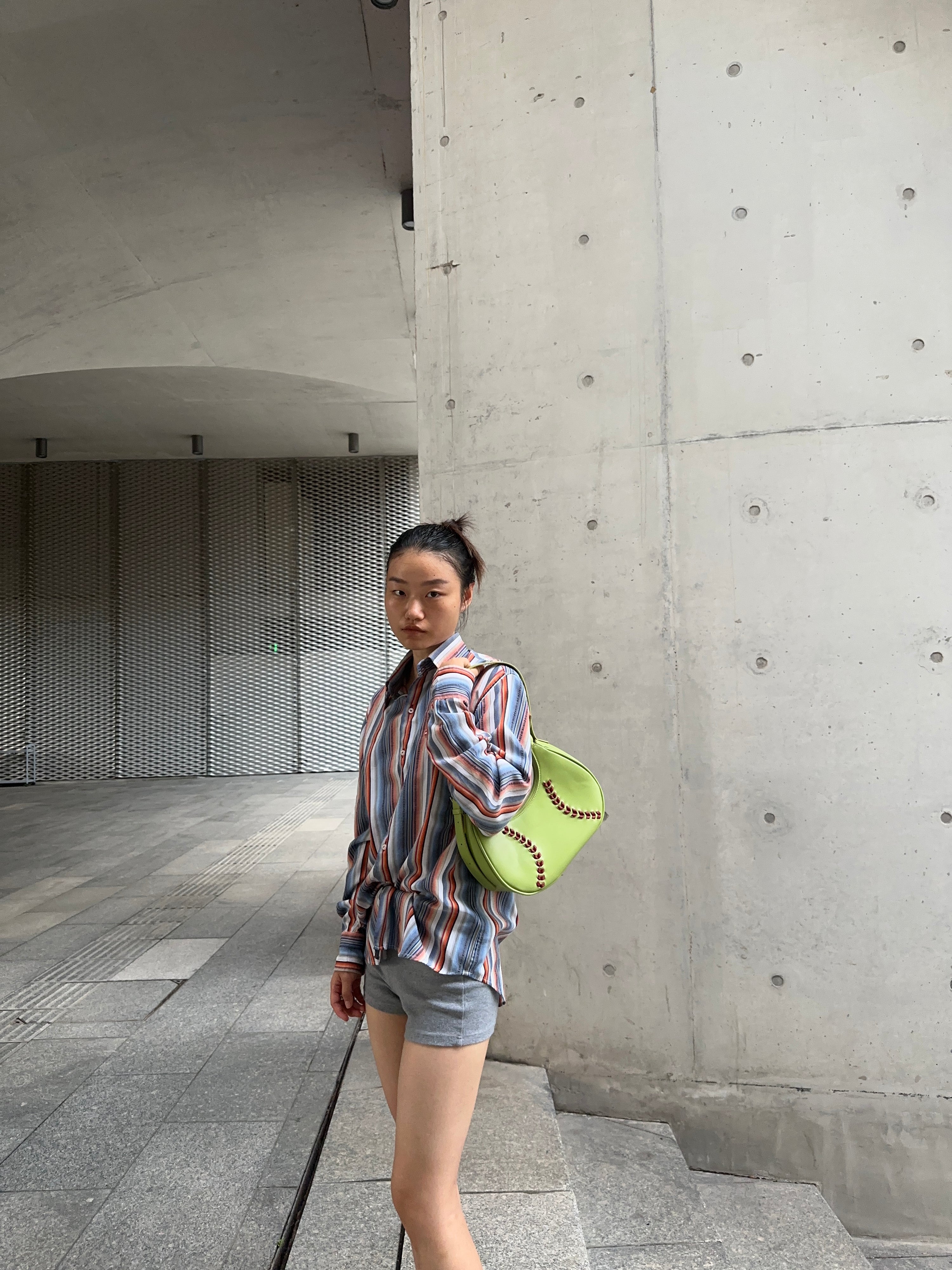 Baseball Stitch Lime Green Shoulder Bag