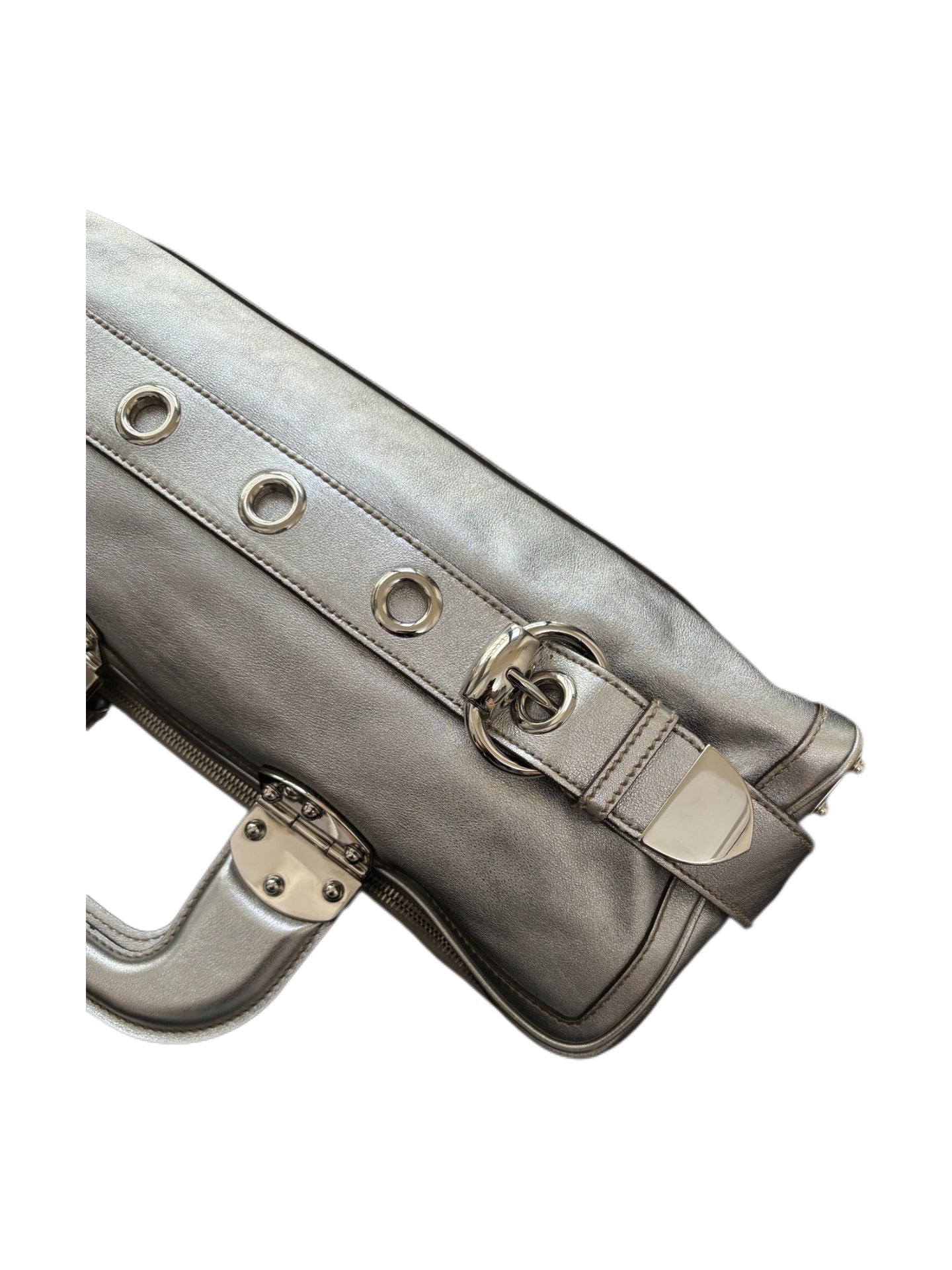 Gucci “Romy” Metallic Silver Leather Top Handle Bag – Futuristic Archive Collector Piece