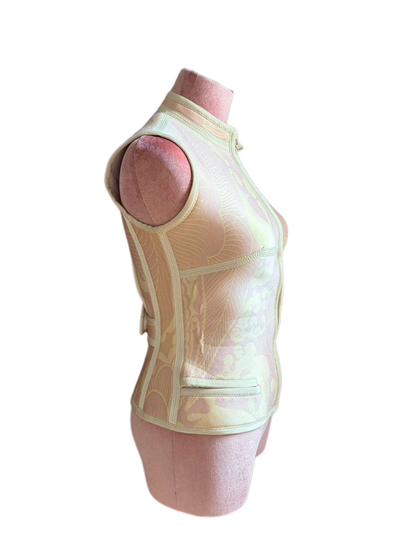 Louis Vuitton S/S 2003 Runway Floral Print Technical Stretch Open Back Top – Rare Archive Sculptural Zip Vest by Marc Jacobs