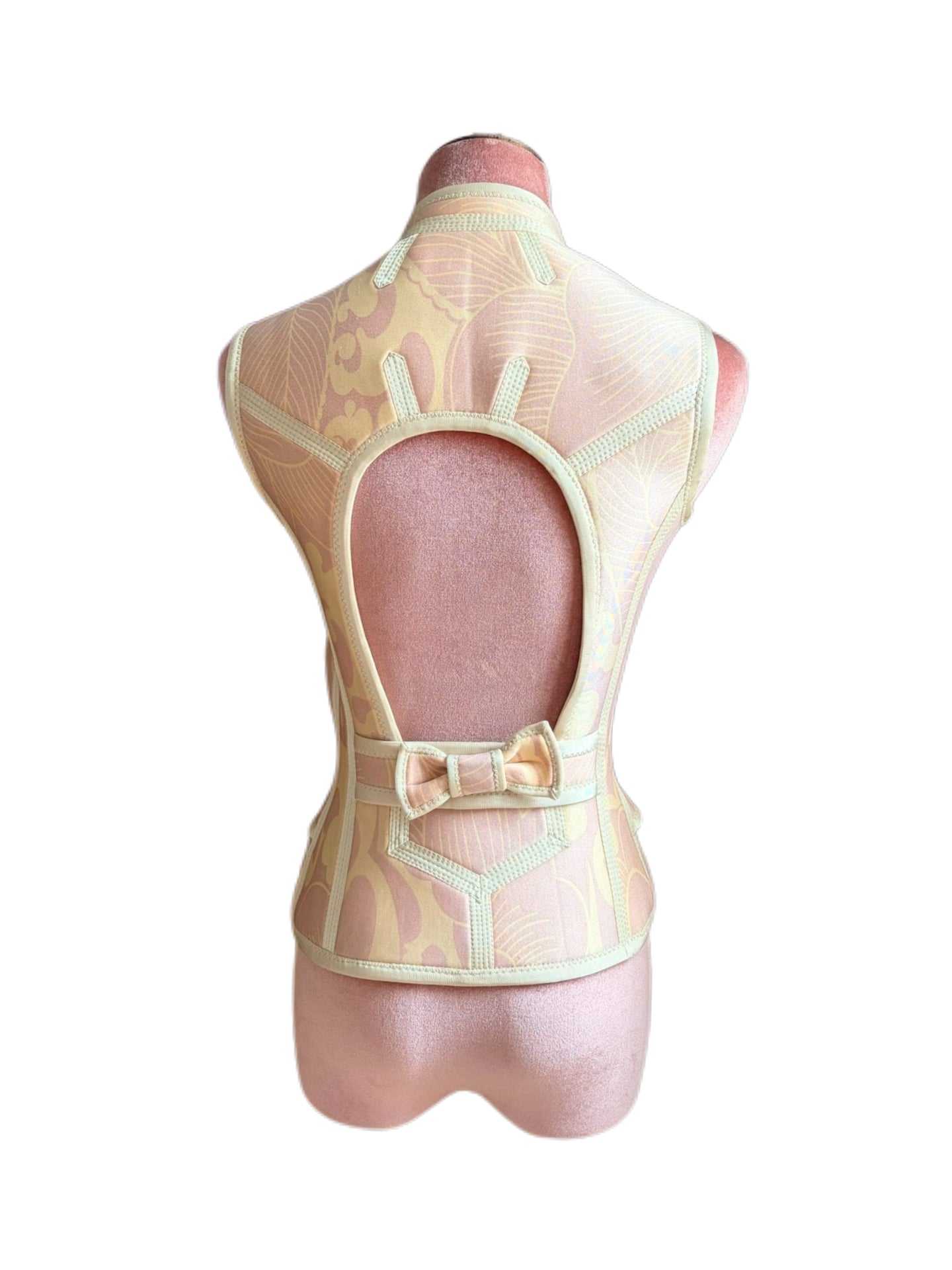 Louis Vuitton S/S 2003 Runway Floral Print Technical Stretch Open Back Top – Rare Archive Sculptural Zip Vest by Marc Jacobs