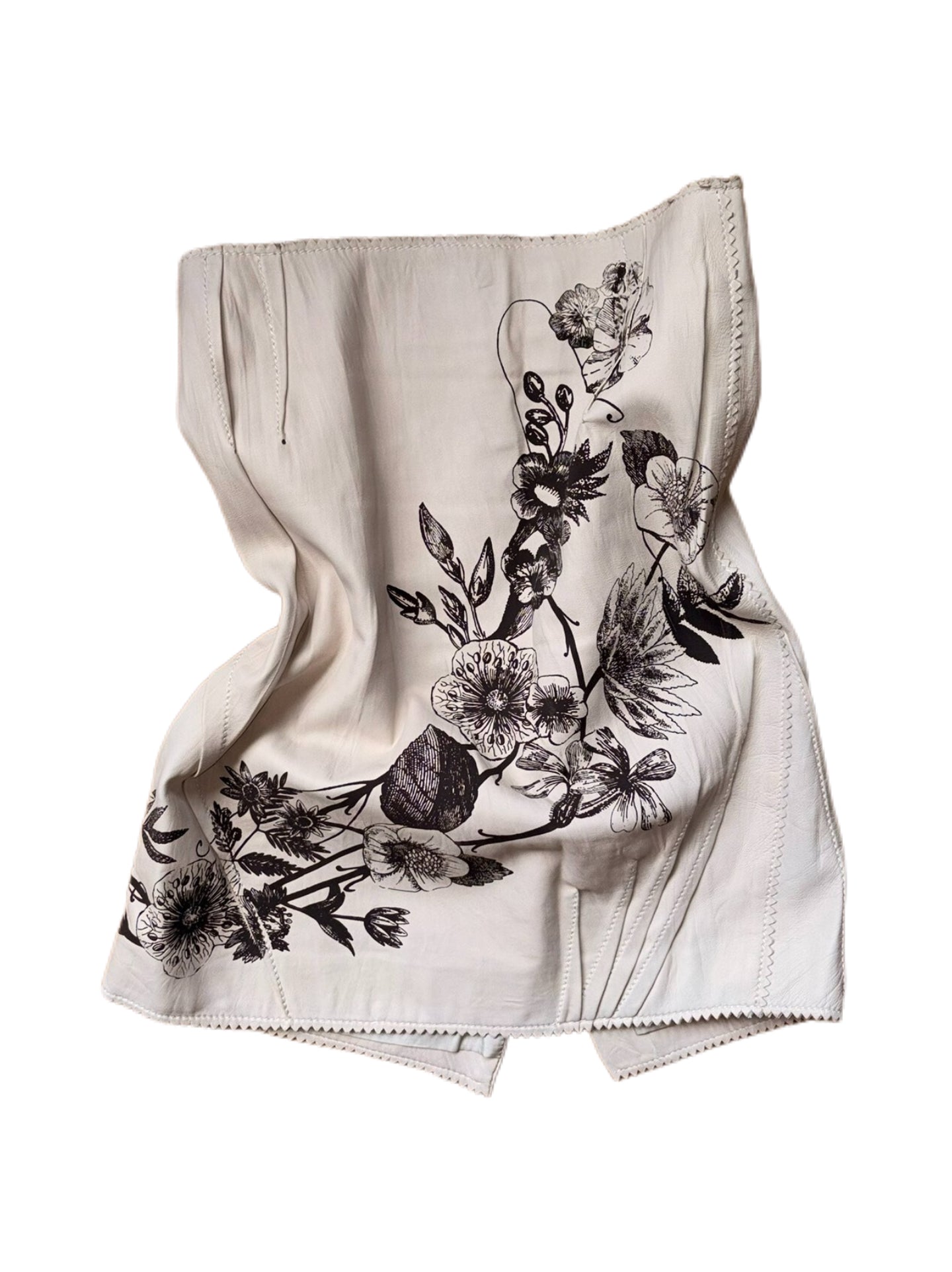 Christian Dior by John Galliano Fall/Winter 2006 Runway White Lambskin Floral Print Skirt – Rare Archive Leather Piece