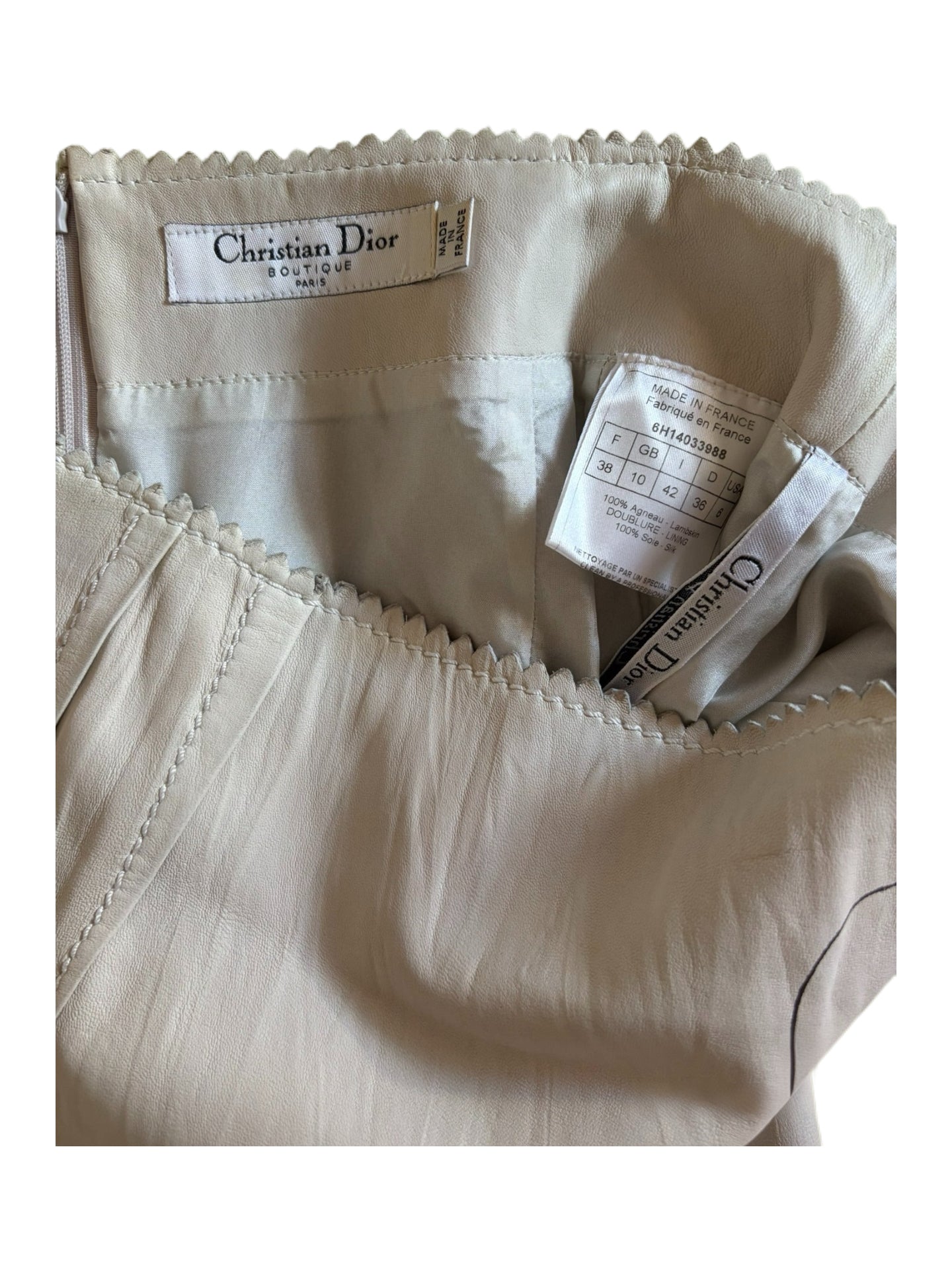 Christian Dior by John Galliano Fall/Winter 2006 Runway White Lambskin Floral Print Skirt – Rare Archive Leather Piece