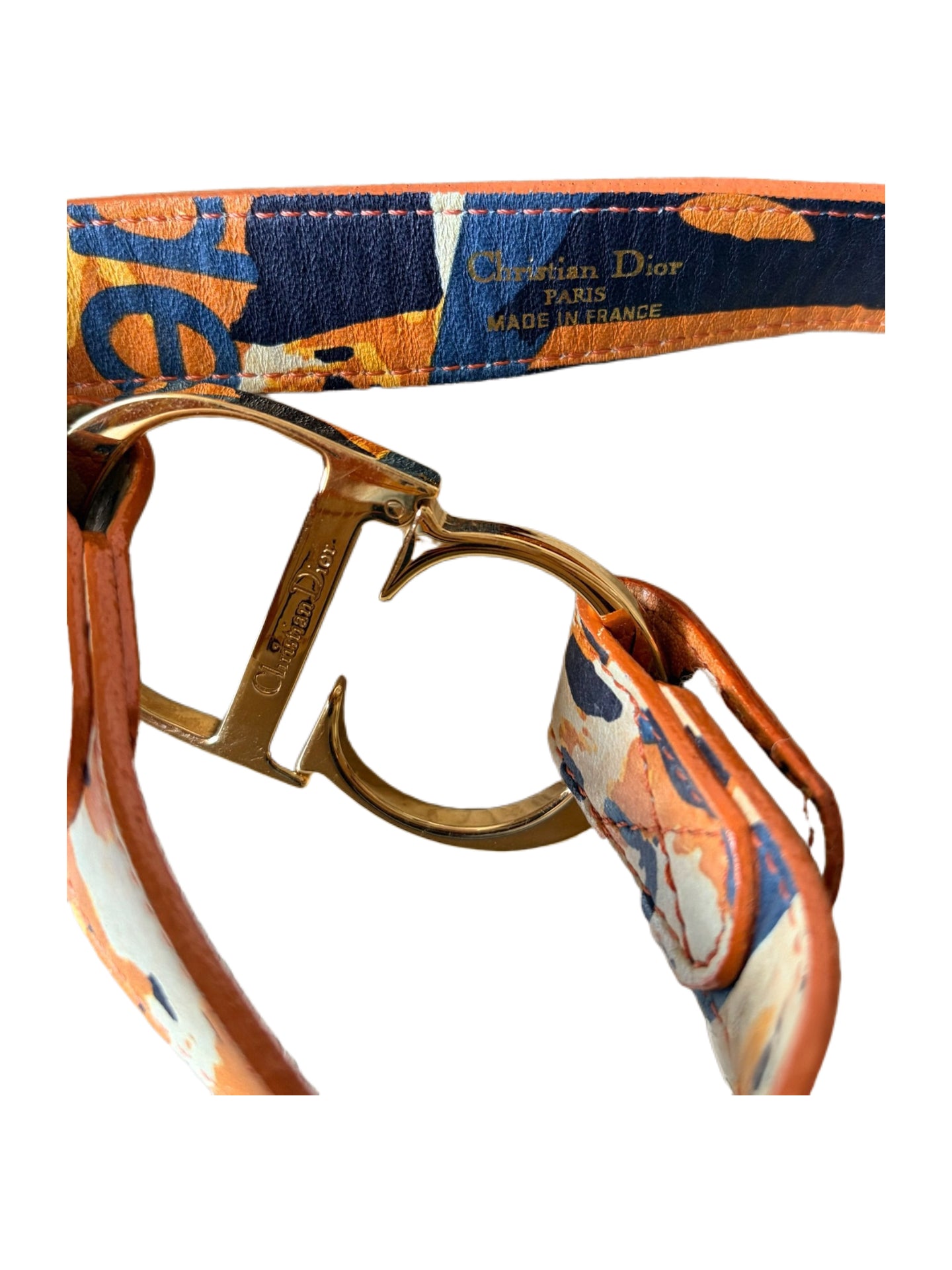 Christian Dior by John Galliano Spring/Summer 2001 Graffiti CD Buckle Leather Belt – Rare Archive Collector Piece