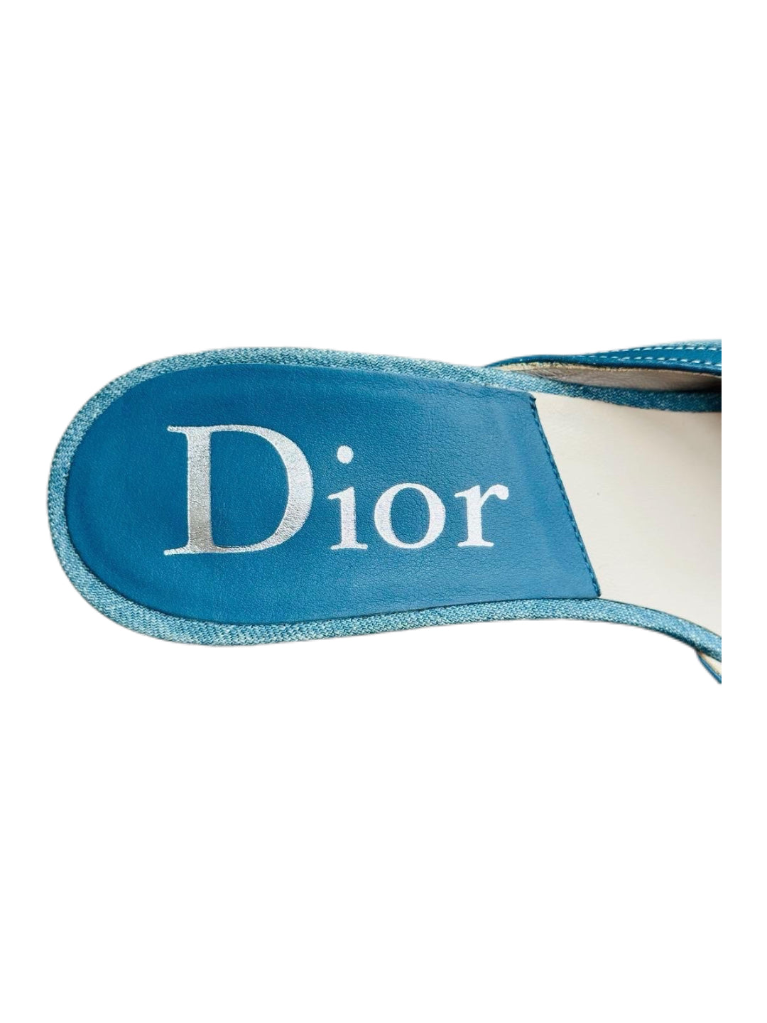 Christian Dior by John Galliano Blue Denim Ribbon Mule Sandals – Early 2000s Archive Woven Heel