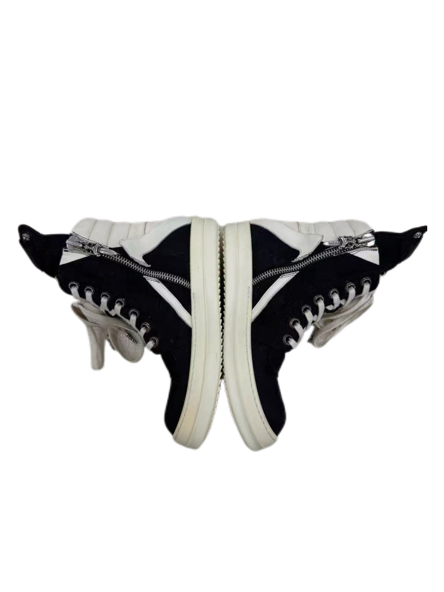 Rick Owens × Chrome Hearts Suede Geobasket High-Top Sneakers – Dagger Hardware Gothic Punk Collaboration Rare Archive Pair