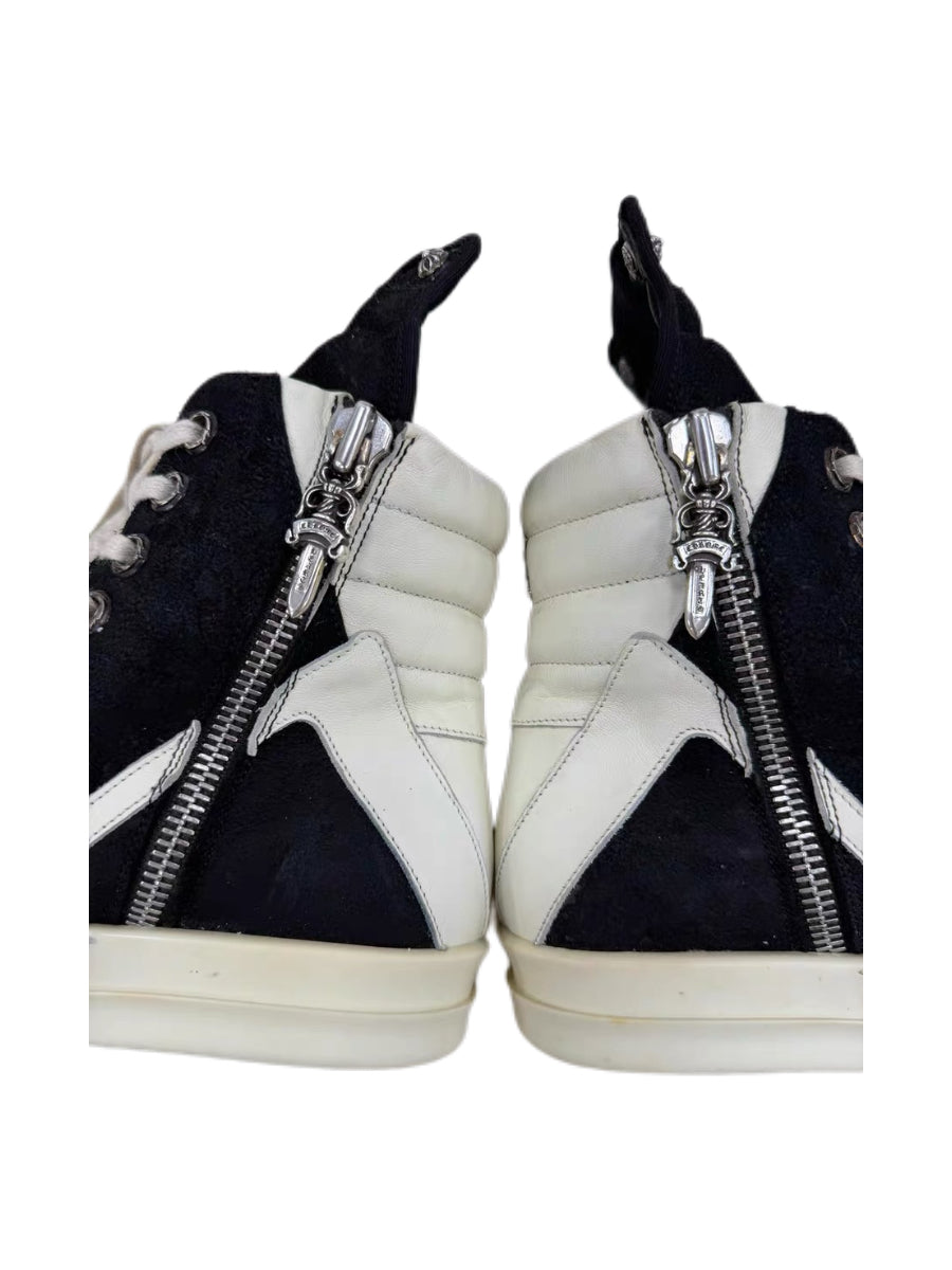 Rick Owens × Chrome Hearts Suede Geobasket High-Top Sneakers – Dagger Hardware Gothic Punk Collaboration Rare Archive Pair