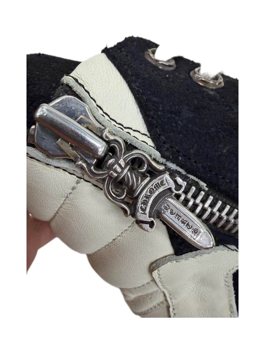 Rick Owens × Chrome Hearts Suede Geobasket High-Top Sneakers – Dagger Hardware Gothic Punk Collaboration Rare Archive Pair