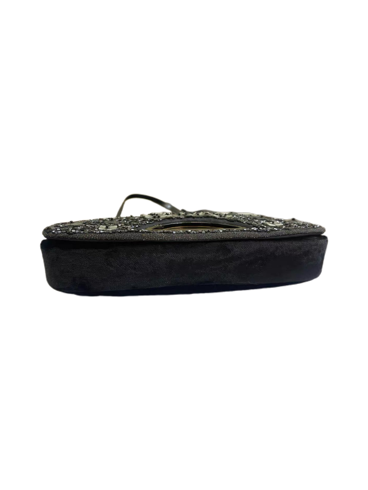 Christian Dior by John Galliano Limited Edition Beaded Mother-of-Pearl Half Moon Bag – Black Velvet Embroidered Runway Shoulder Bag (1 of 880)