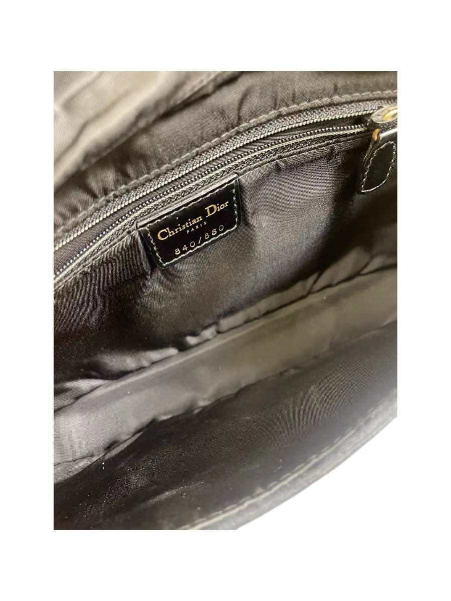 Christian Dior by John Galliano Limited Edition Beaded Mother-of-Pearl Half Moon Bag – Black Velvet Embroidered Runway Shoulder Bag (1 of 880)