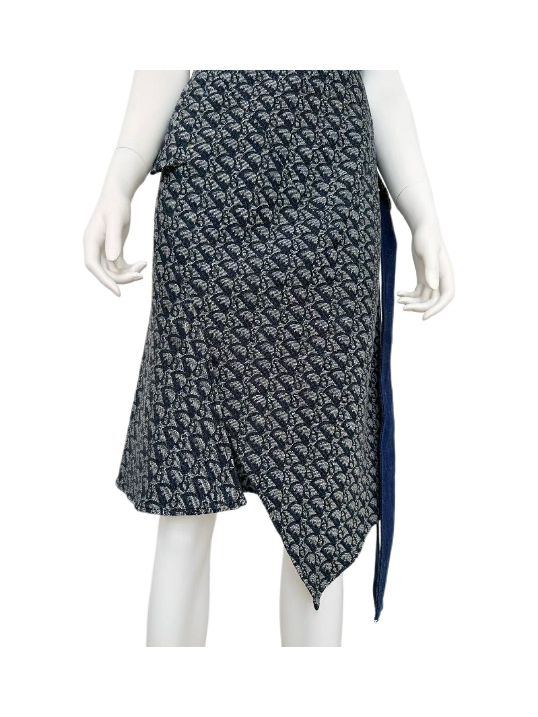 Christian Dior by John Galliano Spring/Summer2000 Runway Diorissimo Monogram Denim Halter Dress – Asymmetric Cut-Out Archive Piece (Size FR40)
