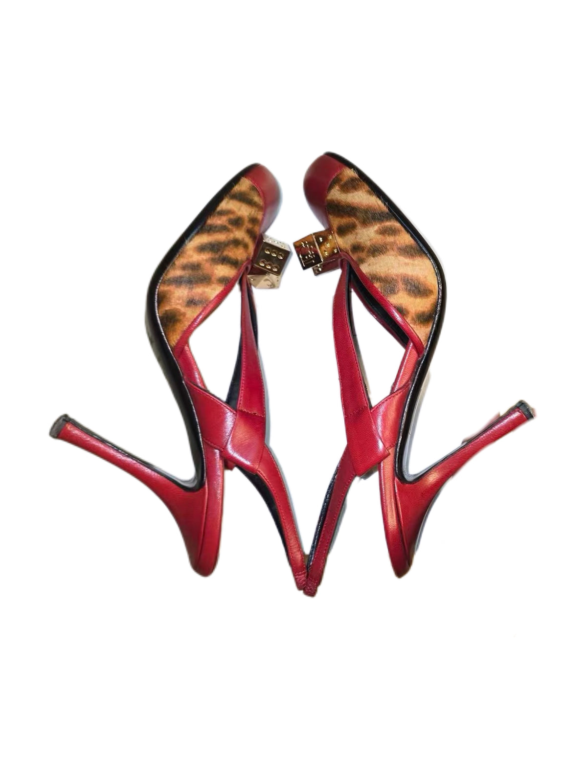 Christian Dior by John Galliano Leopard Pony Hair Dice Detail Slingback Heels – Early 2000s Archive Piece