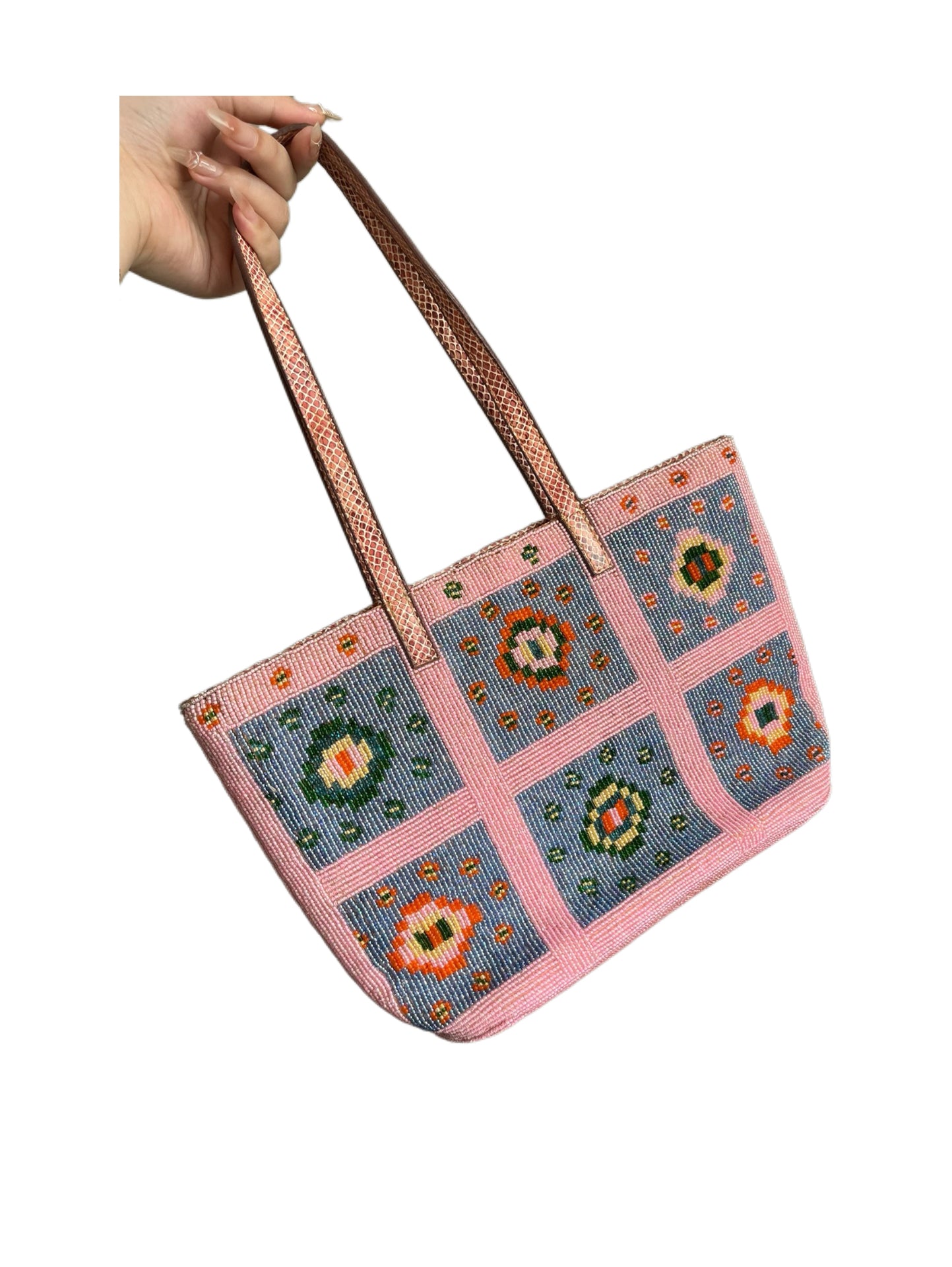 Fendi Vintage Beaded Patchwork Leather Tote Bag – Full Bead Embroidery Rare Archive Piece