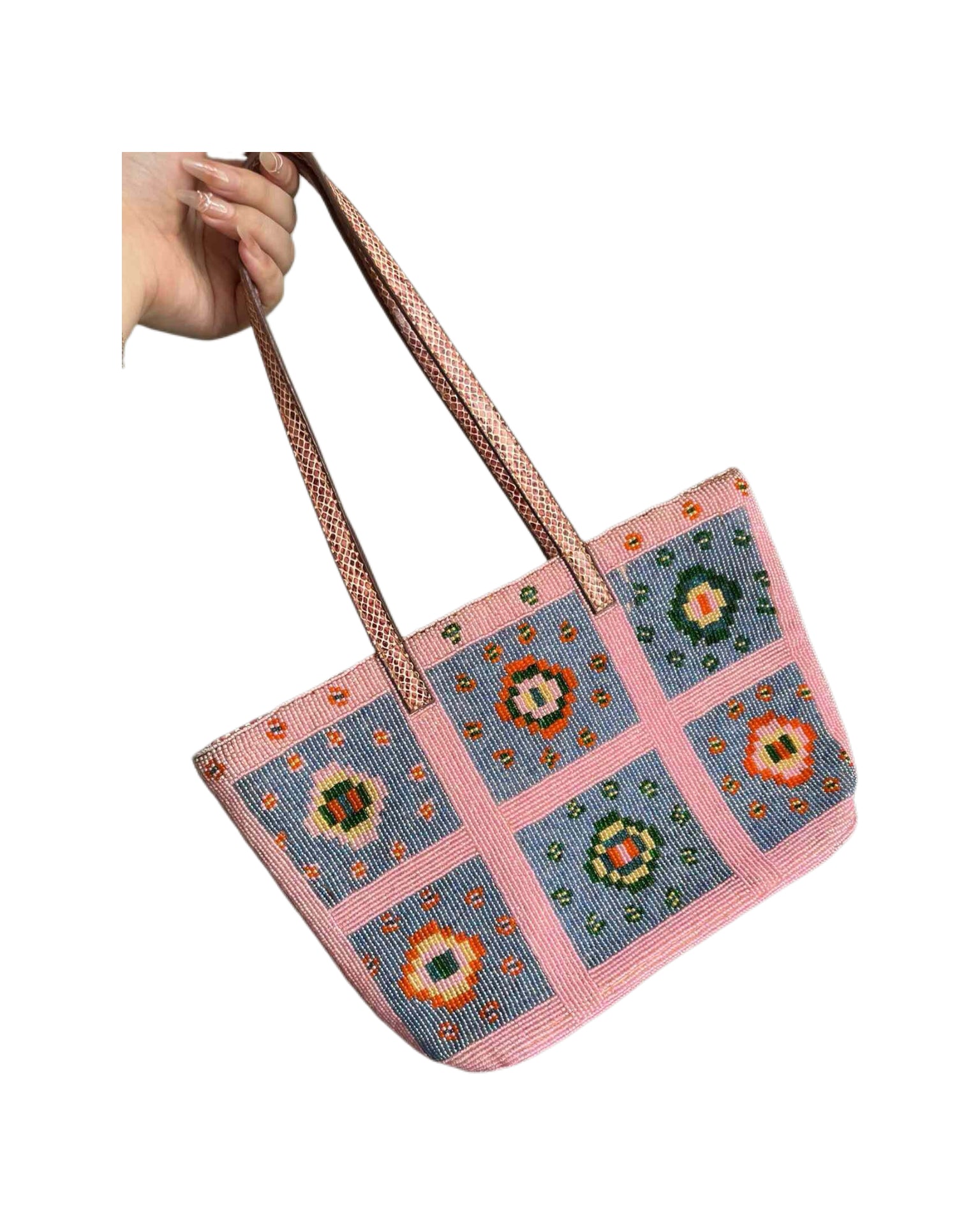 Fendi Vintage Beaded Patchwork Leather Tote Bag – Full Bead Embroidery Rare Archive Piece