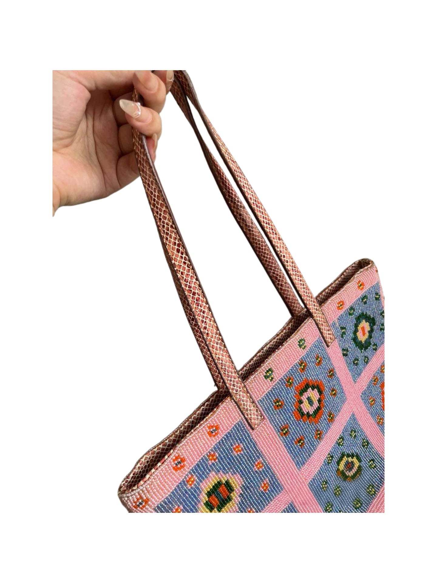 Fendi Vintage Beaded Patchwork Leather Tote Bag – Full Bead Embroidery Rare Archive Piece