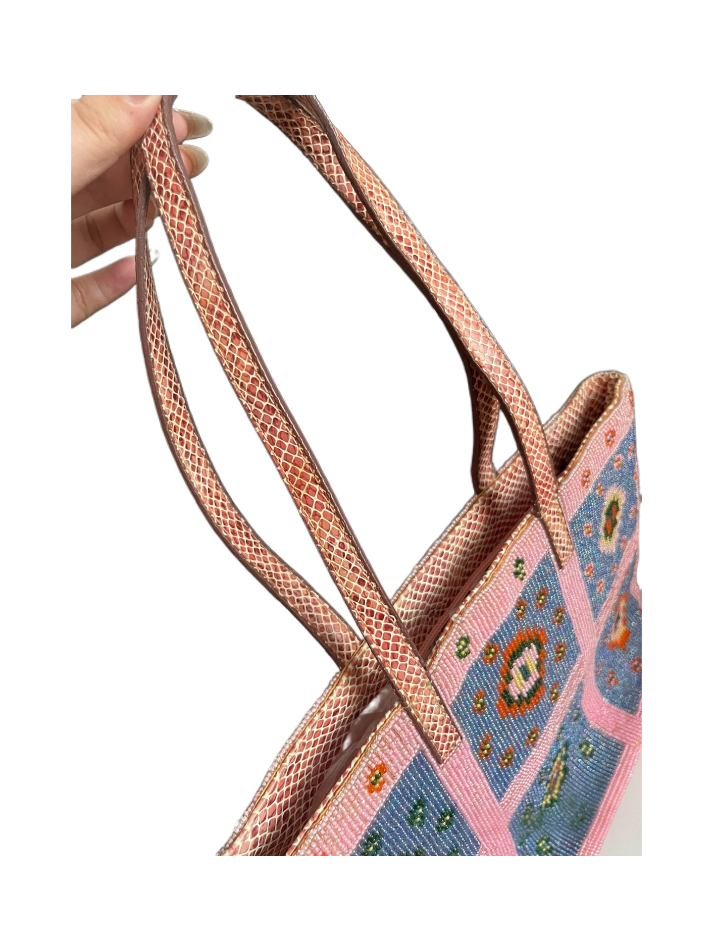 Fendi Vintage Beaded Patchwork Leather Tote Bag – Full Bead Embroidery Rare Archive Piece
