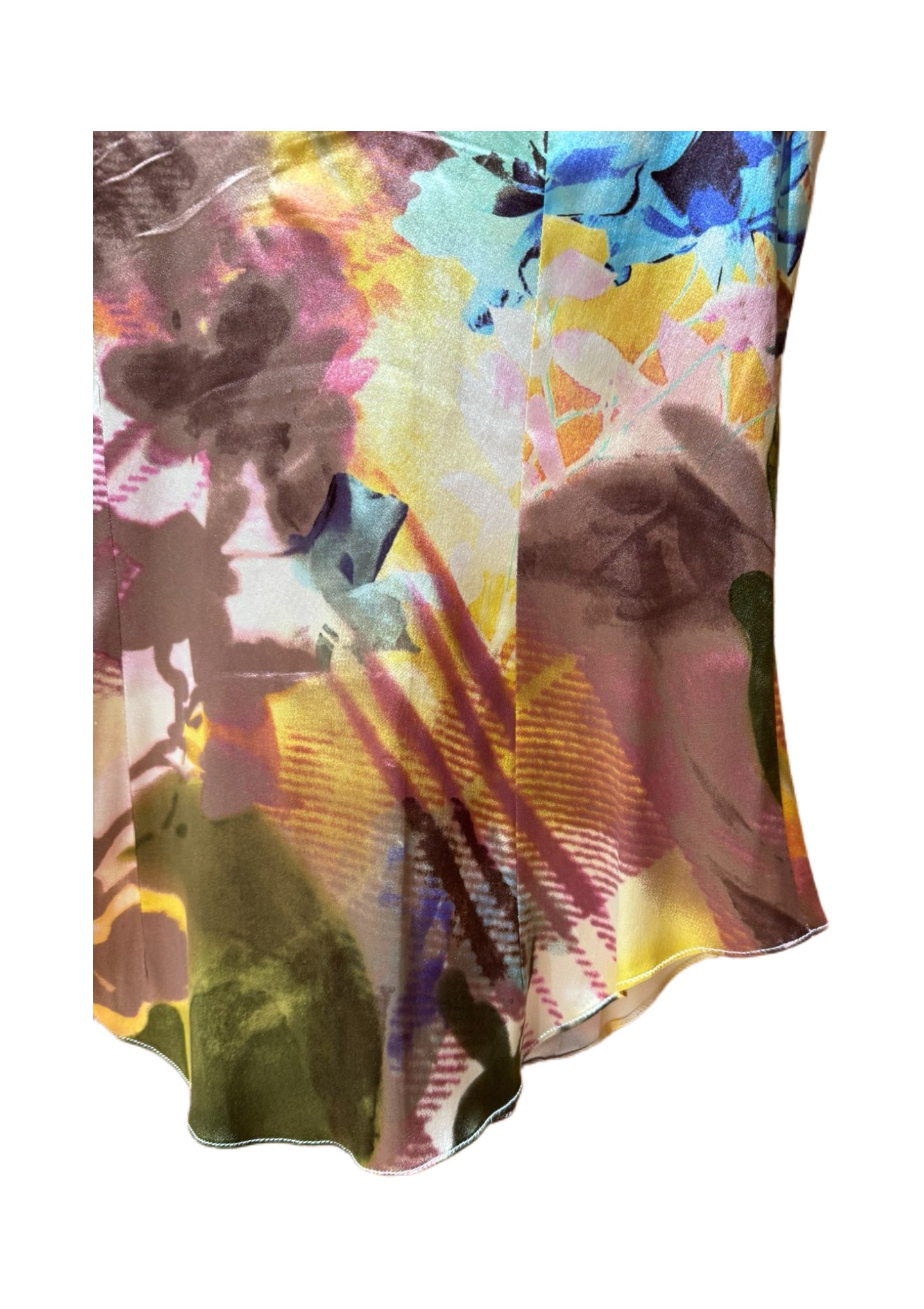 Christian Dior by John Galliano FW2001 Abstract Floral Print Silk Ruffle Sleeveless Blouse