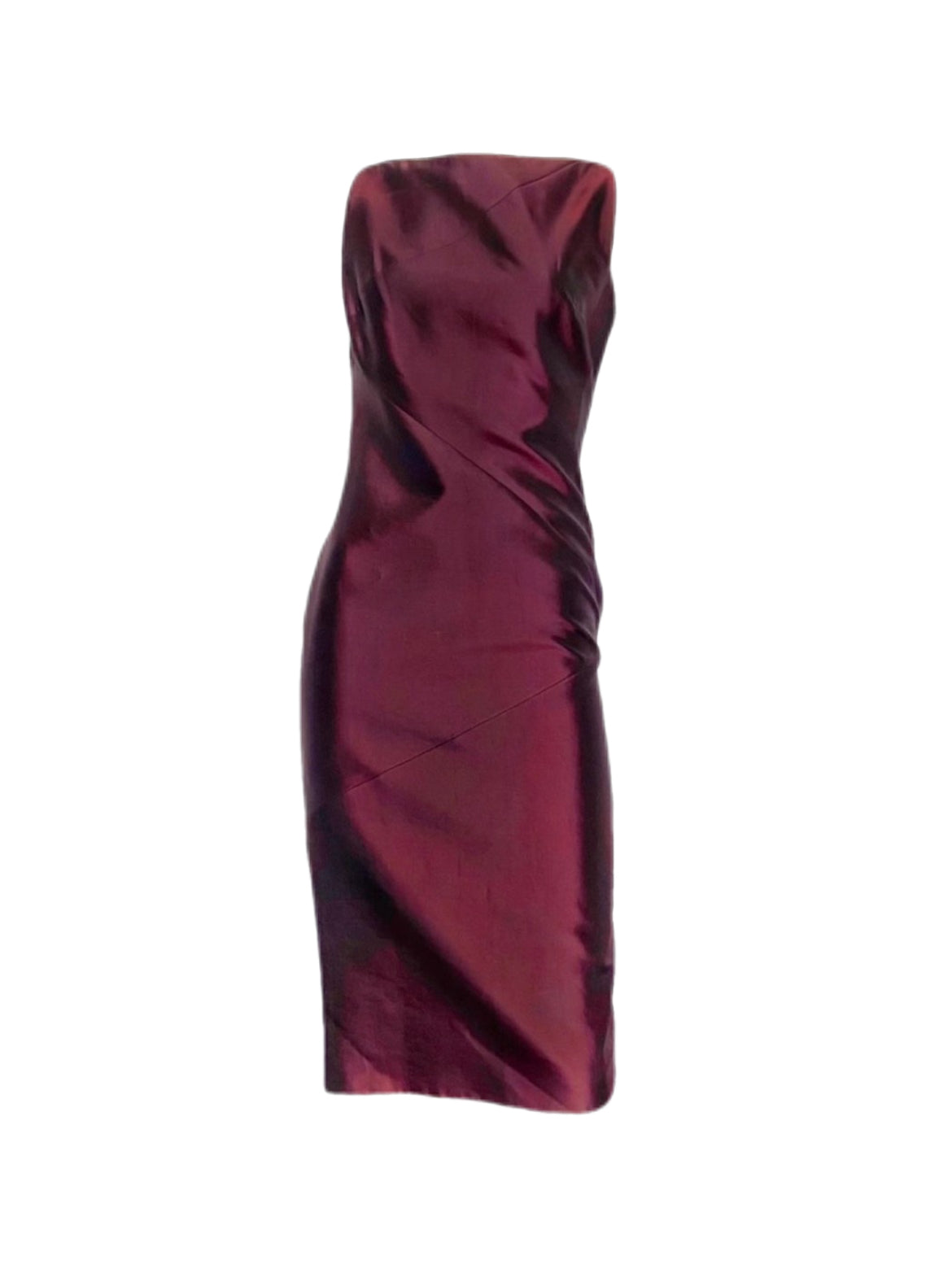 Gucci by Tom Ford 1998 SS Runway Burgundy Silk Dress – Rare Italian Archive Minimal Evening Dress