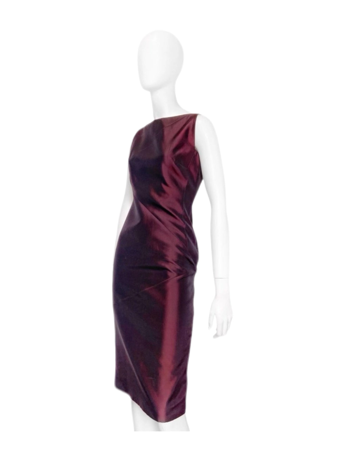 Gucci by Tom Ford 1998 SS Runway Burgundy Silk Dress – Rare Italian Archive Minimal Evening Dress