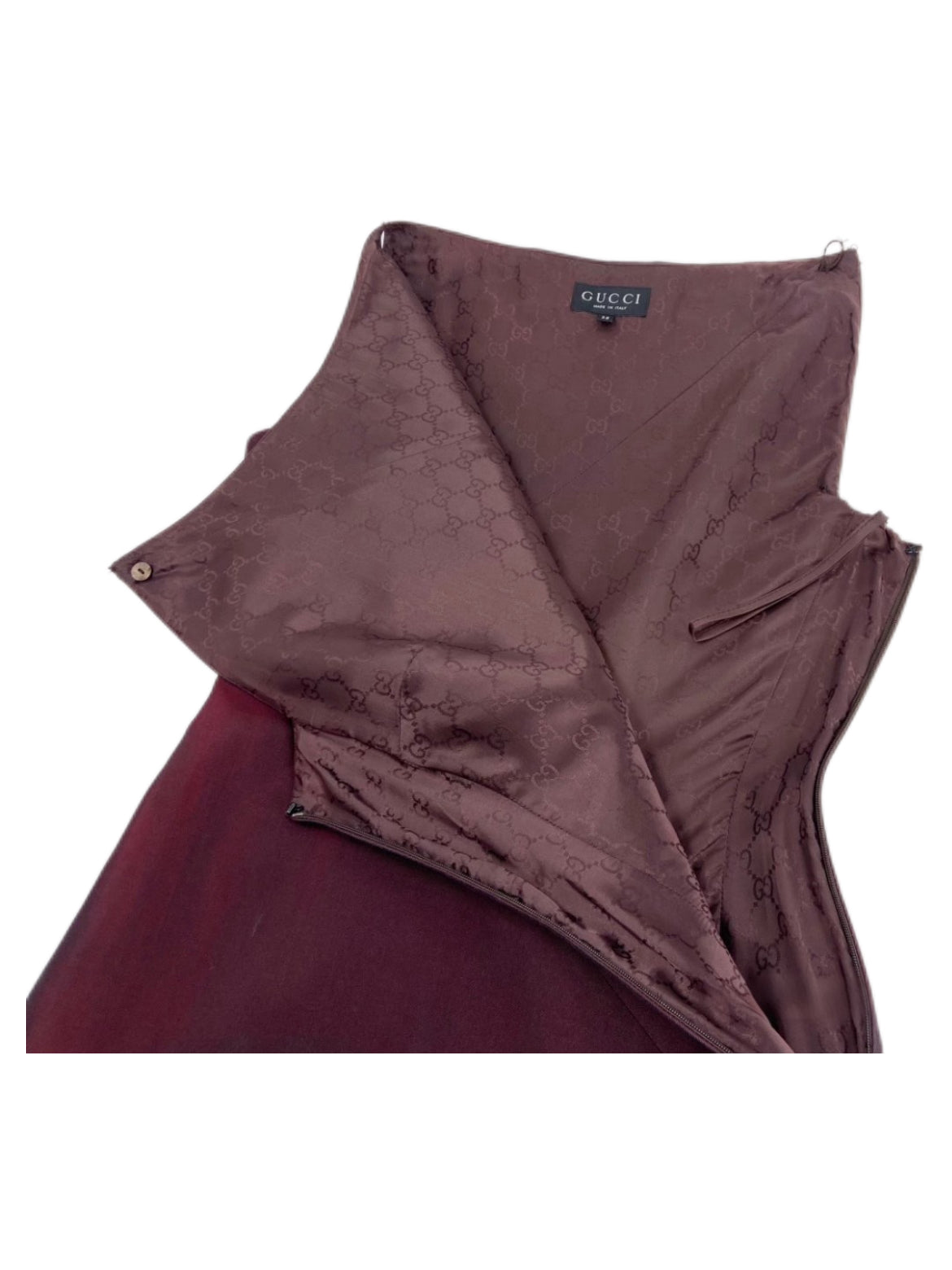 Gucci by Tom Ford 1998 SS Runway Burgundy Silk Dress – Rare Italian Archive Minimal Evening Dress