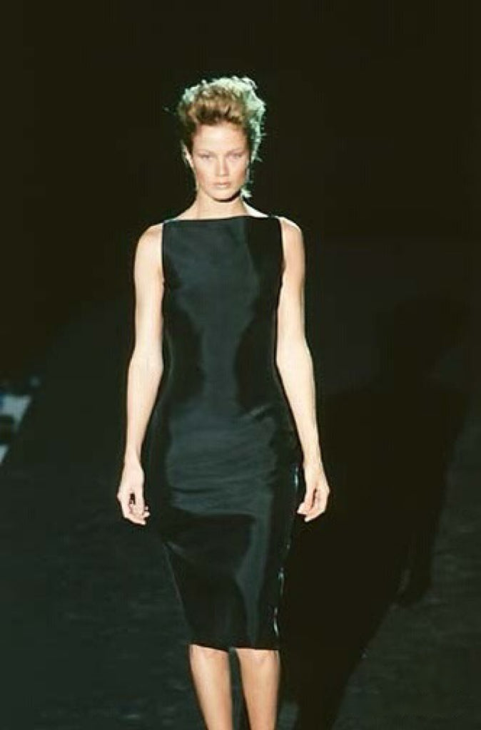 Gucci by Tom Ford 1998 SS Runway Burgundy Silk Dress – Rare Italian Archive Minimal Evening Dress