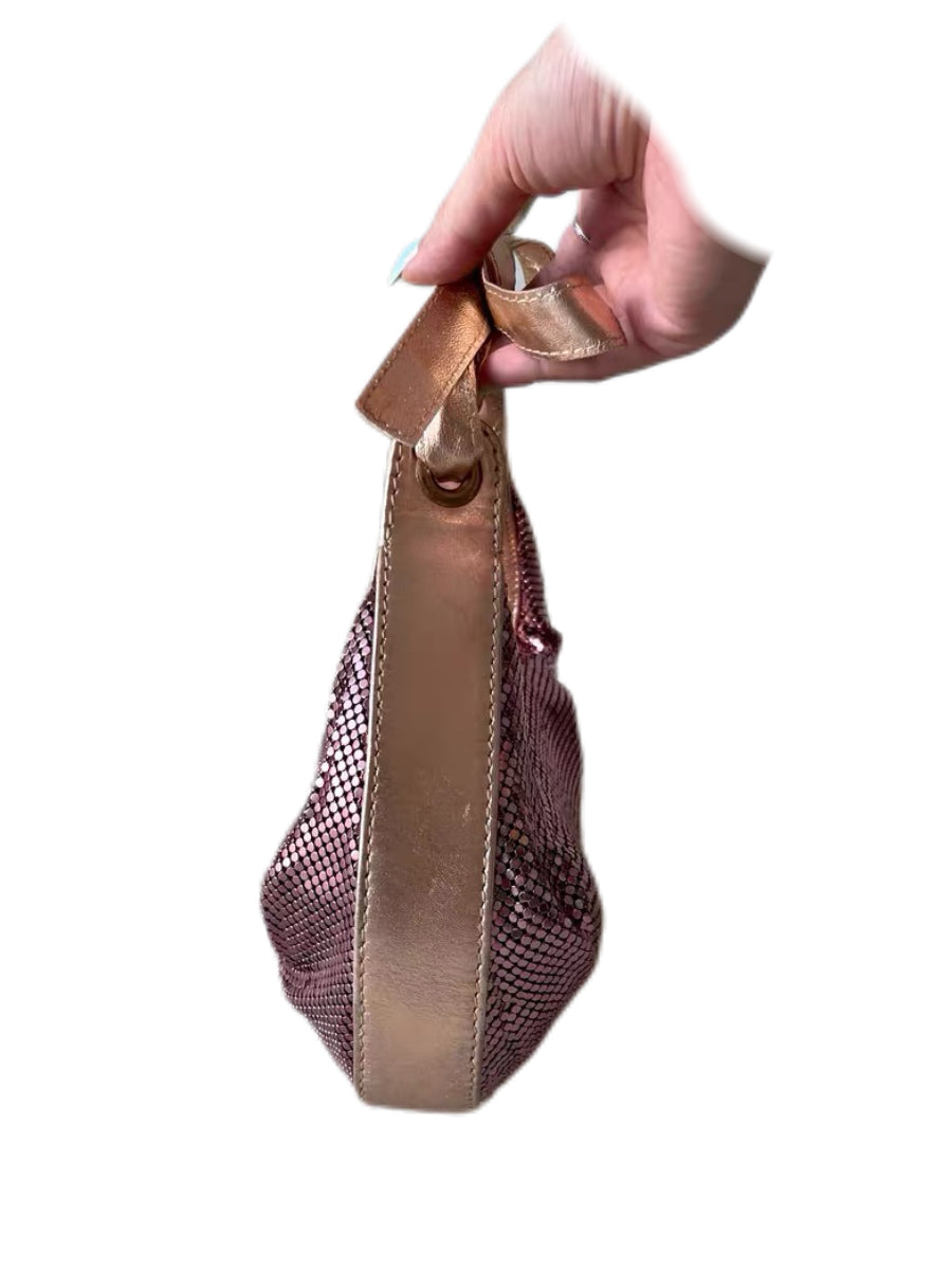 Chloé Vintage Pink Metallic Chainmail Bag – Champagne Leather Bow Handle Rare Y2K Archive Handbag
