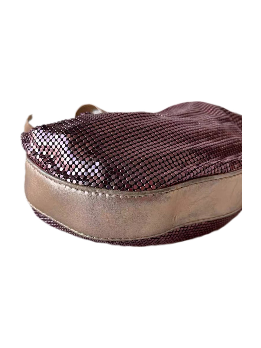 Chloé Vintage Pink Metallic Chainmail Bag – Champagne Leather Bow Handle Rare Y2K Archive Handbag